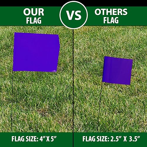 Miniatura 21 de ACE Supply - Paquete de 100 banderas verdes de 4 x 5 pulgadas con alambre de 15 pulgadas, banderas de patio pequeñas, banderas marcadoras