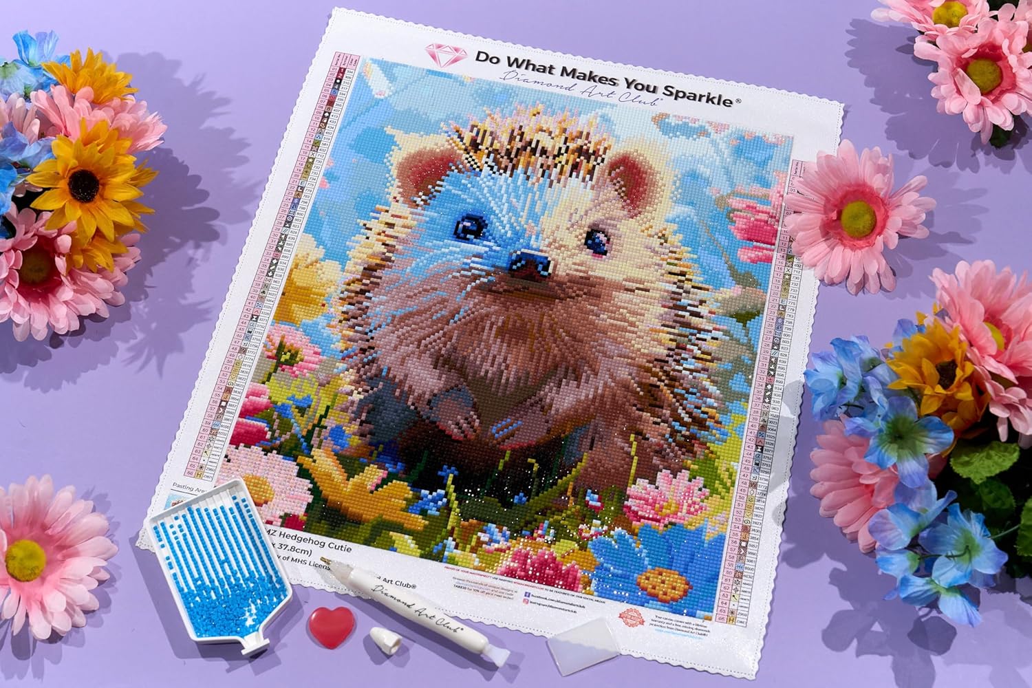 DIAMOND ART CLUB Hedgehog Cutie Diamond Painting Kit, Fun DIY Crafts for Adults, Square Diamond Art Canvas, 13" x 15" (32.9 cm x 37.8 cm)