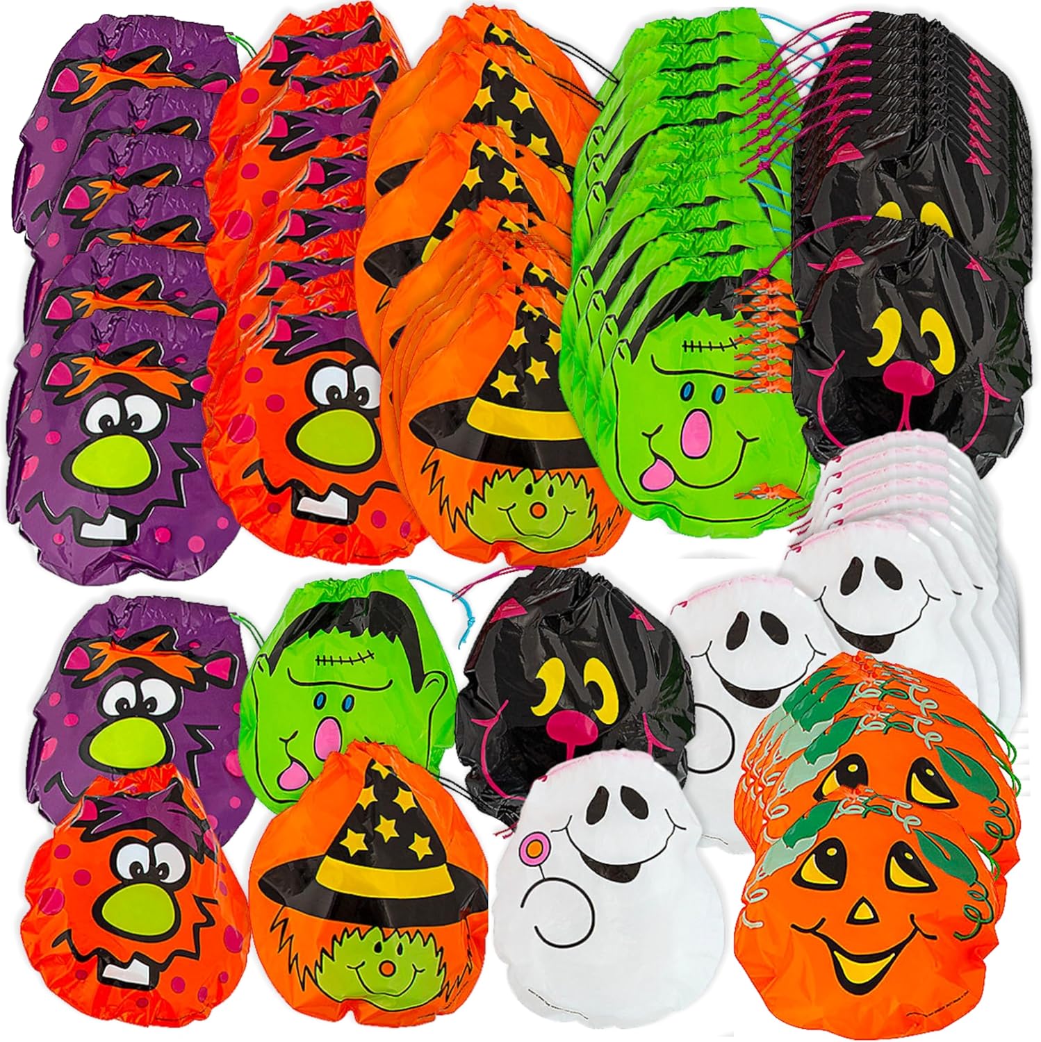 Fun Express Halloween Drawstring Goody Bags (6dz) for Halloween - Party Supplies - Bags - Plastic - 72 Pieces