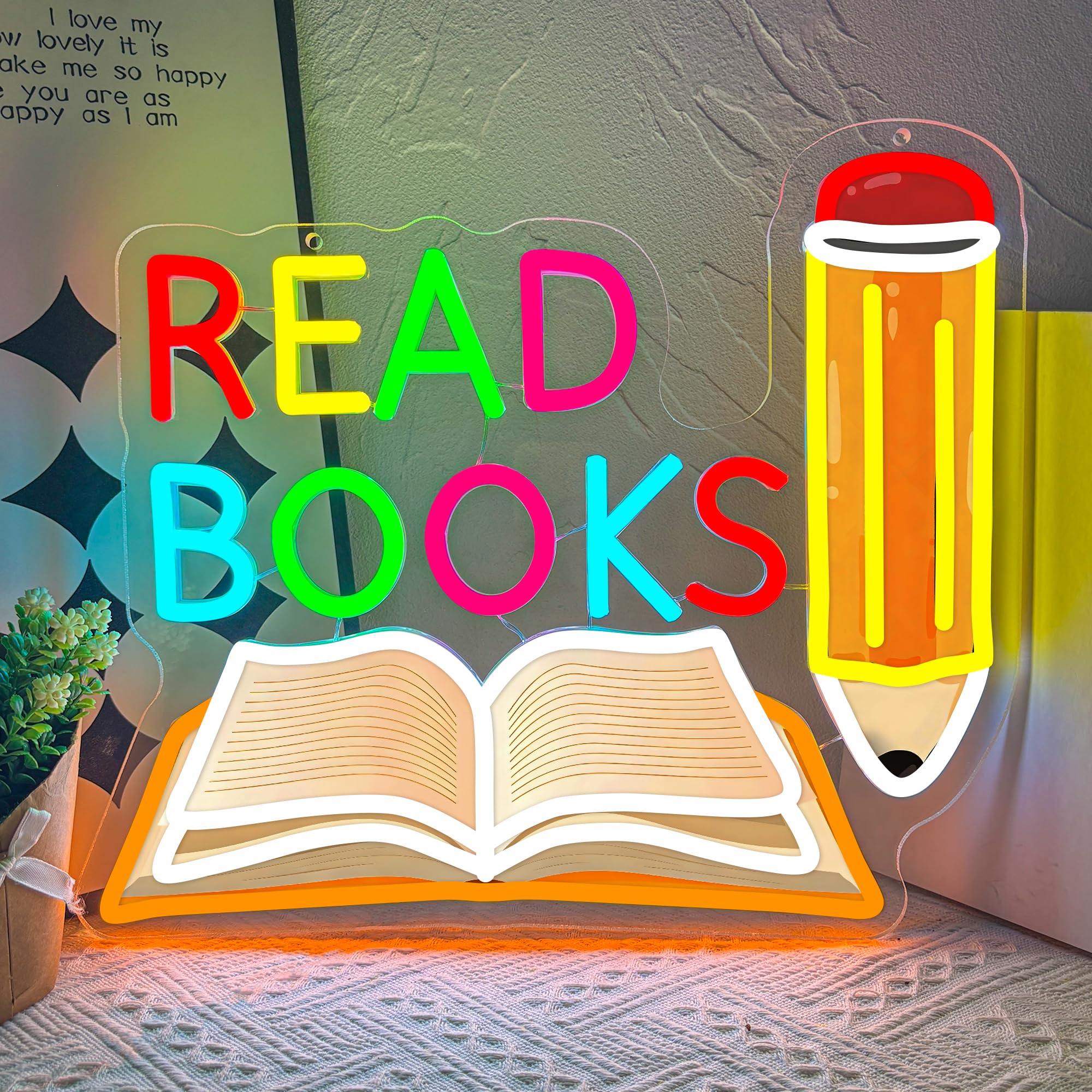 Read Books Neon Sign Dimmable Colorful LED Neon Light for Wall Decor