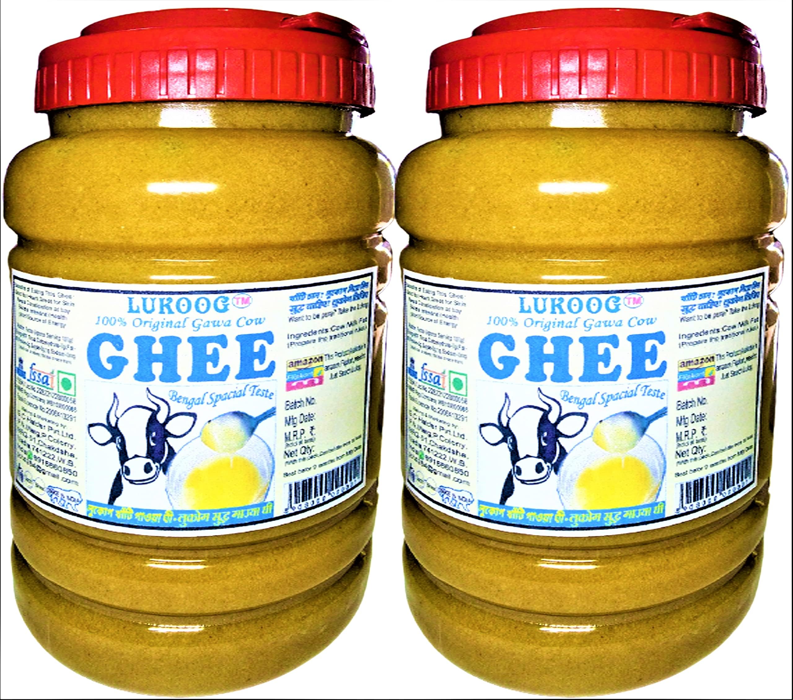 G800x2 Lukoog Cow Ghee 800x2=1600gm(Pack of 2)Special Desi Gawa Cow Ghrita,Authentic Indian Tasty,Good for Heart,Great for Skin,at bay Boosts Intestinal Health Good Source of Energy,It must be your choice,if do not like it,can return it