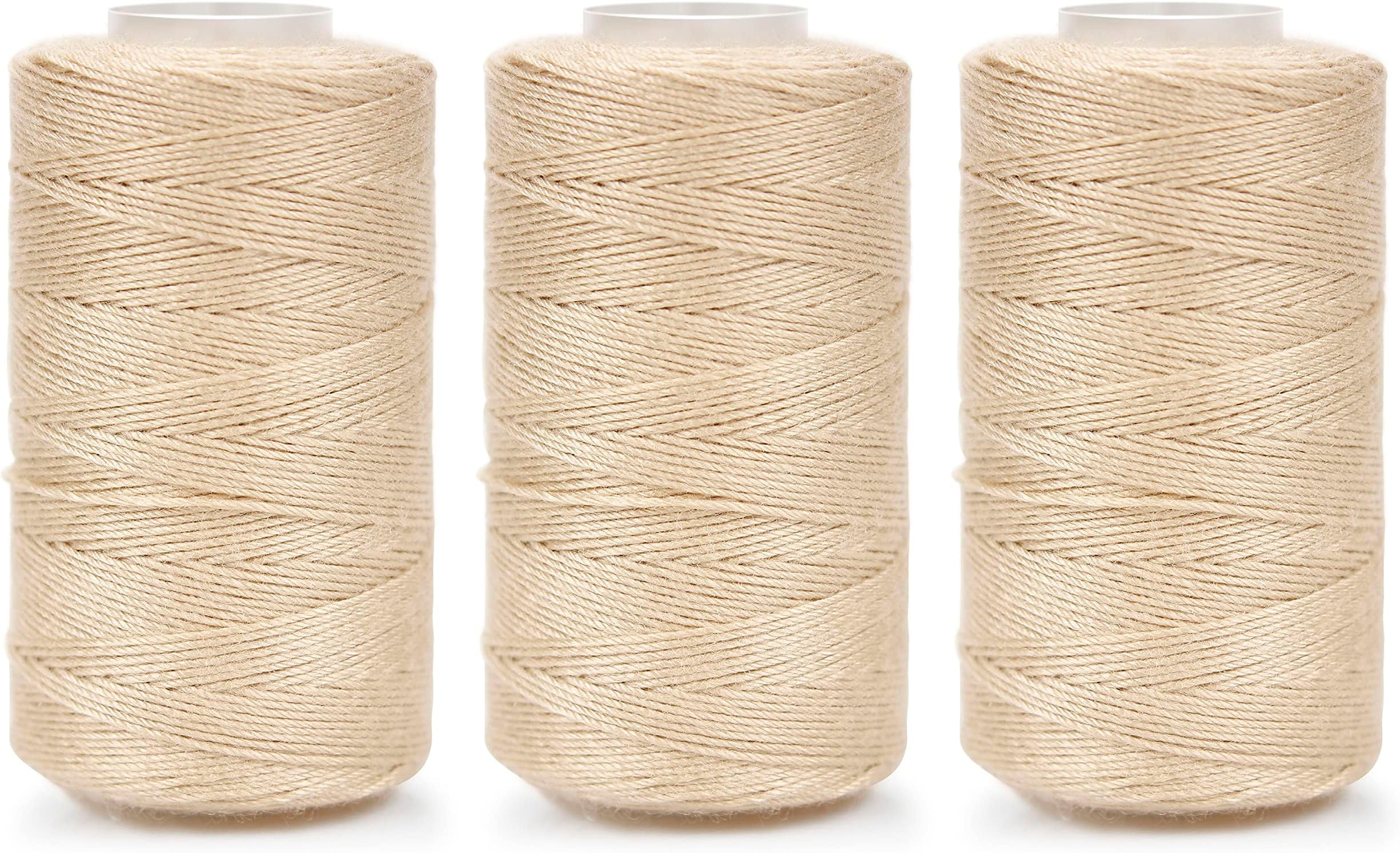 Beayuer Hair Extensions Thread Professional Hair Weave Tools 3 pcs Beige Threads for Making Wig Sewing Hair Weft Hair Salon Weaving Extension (3 Thread, Beige)