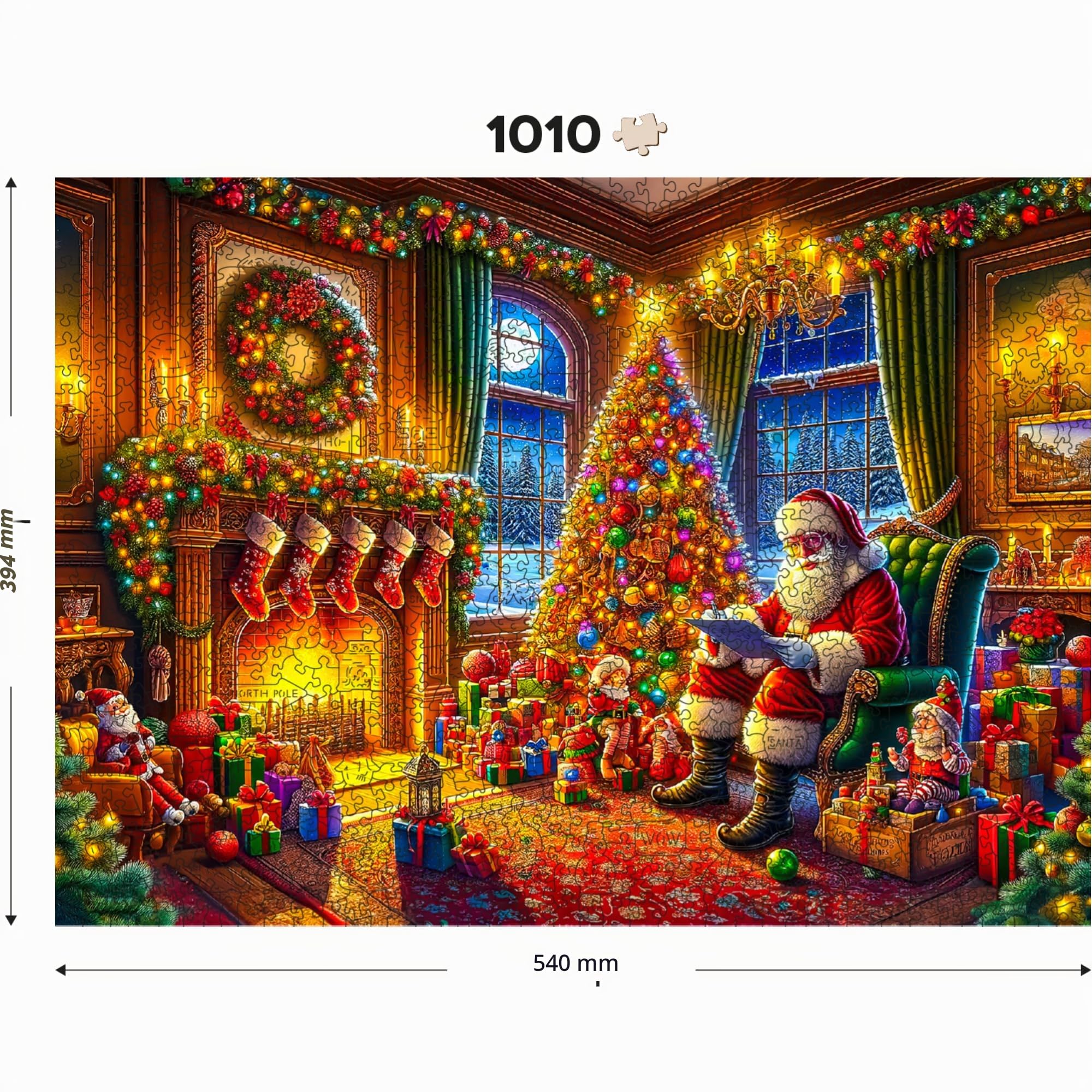 WOODEN.CITY - Puzzle di Natale da 1000 pezzi per adulti - La magia della vigilia - Puzzle invernale - Decorazione perfetta - Qualità superiore - Made in EU
