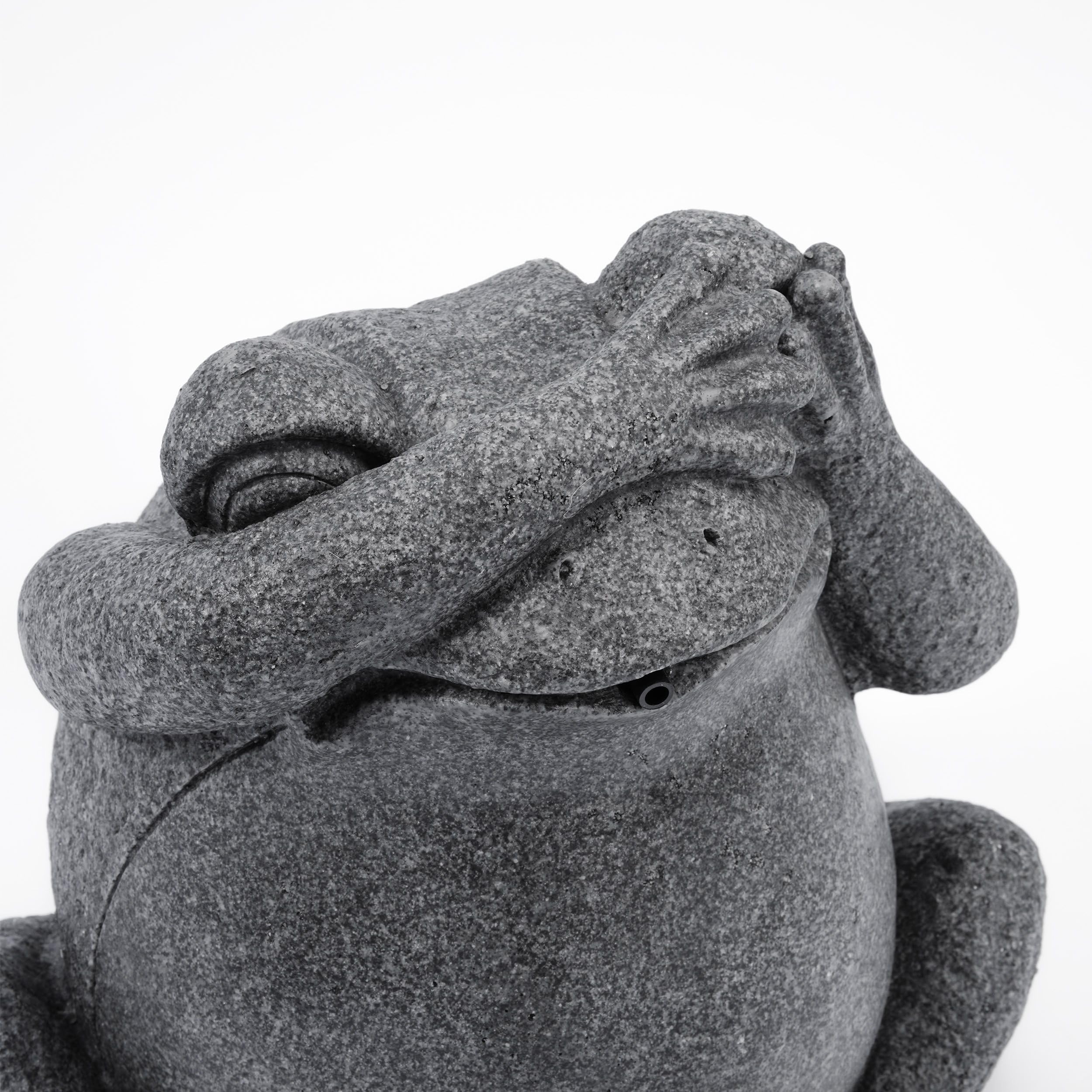 Esotec Solar Wasserspeier Komplettset, Frosch Figur, Gartenteich Wasserspiel, Vogeltränke, Vogelbad, Gartenbrunnen mit Solarpumpe, 3m Schlauch 101666