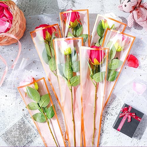 Miniatura 2 de Outus Juego de 600 flores individuales para el Día de San Valentín, 200 fundas de rosas individuales con 200 tubos de agua florales, 200 alfileres