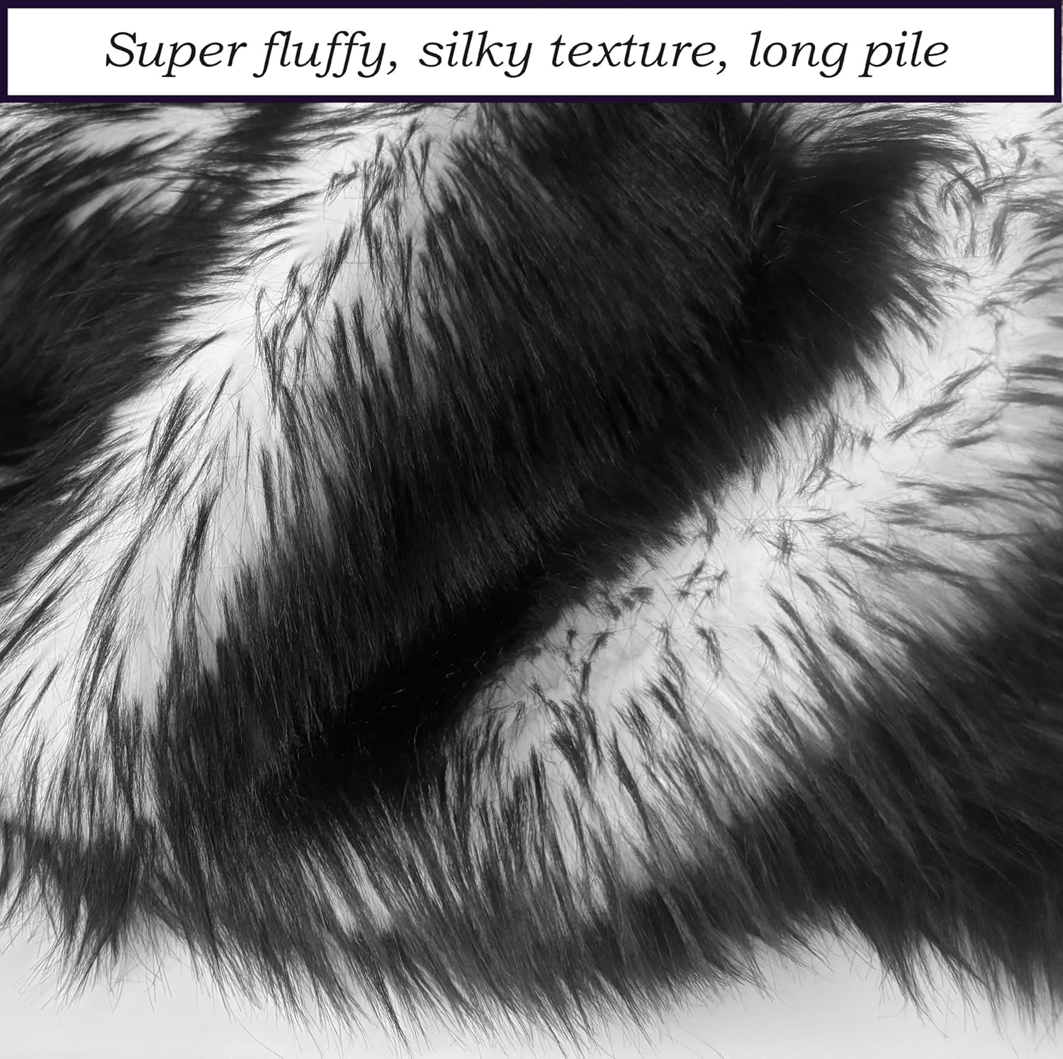 Bianna Candy Black Wolf Faux Fur Fabric, 60 inches Wide Options, American Seller, Luxury Shag Shaggy Material for Crafting, Sewing, Costumes, Fursuits, Grey Home Decor (1 Yard - 36x60 inches)