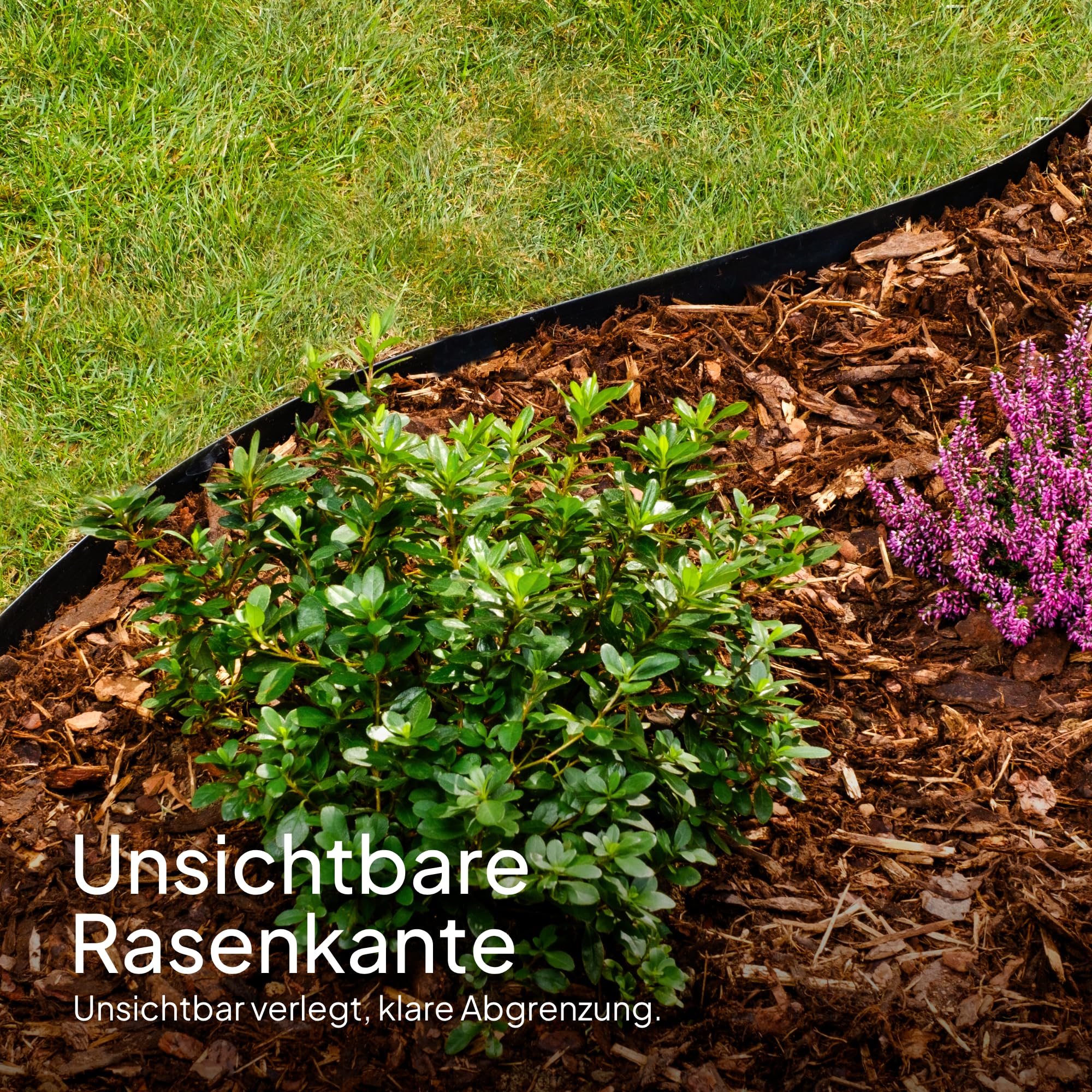 UNIGARDIA Flexible Rasenkante Kunststoff, Höhe 13 cm, Länge 20 m, Schwarz | Leicht zu verarbeiten, mit Holzdekor, 3 mm starke Raseneinfassung, Beeteinfassung aus stabilem Plastik