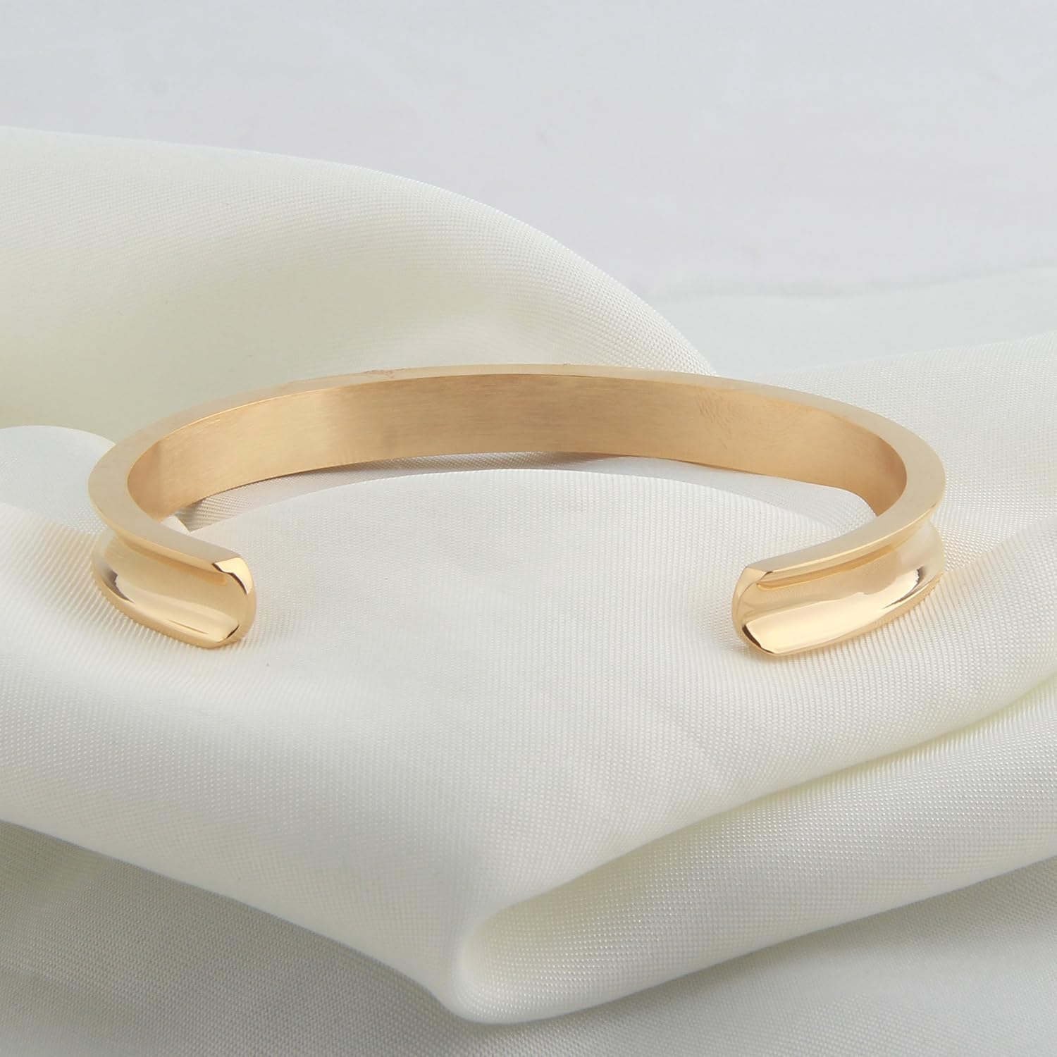 Zuo Bao Hair Tie Bracelet High Polishing Stainless Steel Grooved Cuff Bangle for Women
