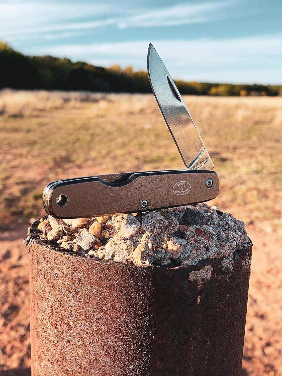 Moore Maker 3-1/2” Anodized Aluminum Knife 1107SS| Folding Pocket Knife with Anodized Aluminum Handle and Single Stainless Steel Blade | with Lanyard Hole