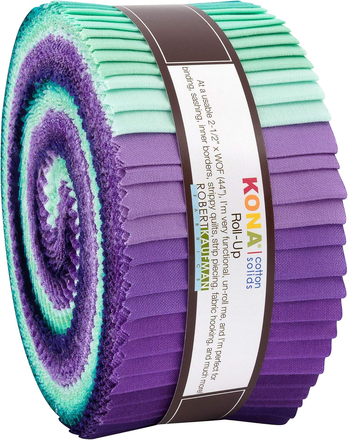 Kona Cotton Solids Aurora Roll Up 40 2.5-inch Strips Jelly Roll Robert Kaufman Fabrics RU-783-40