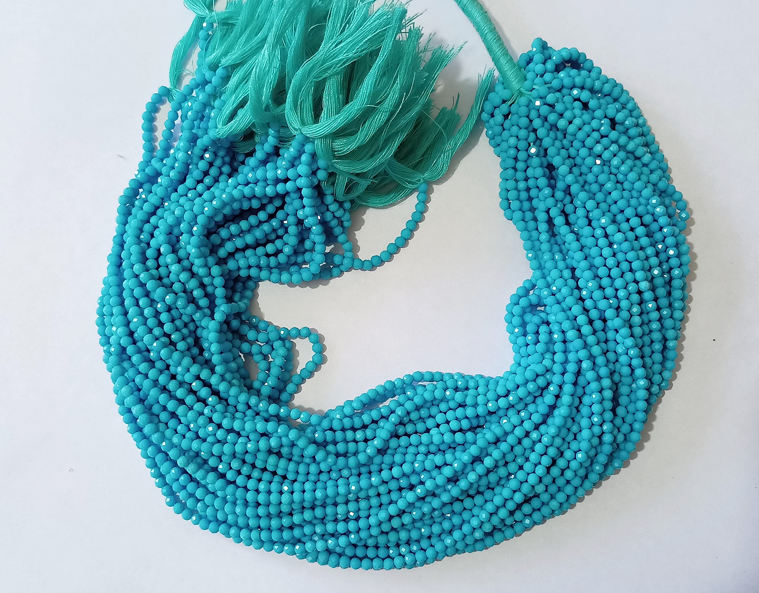 Cuentas redondas facetadas de color turquesa natural de 3 mm aprox. | Un hilo de 12 pulgadas | Cuentas para joyería de bricolaje, pendientes, collares, pulseras y tobilleras (10)