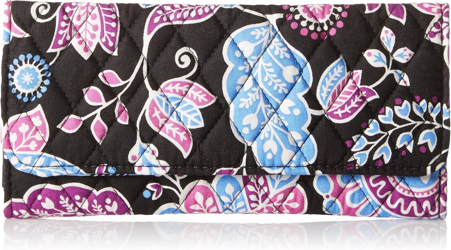 Vera Bradley Women's Signature Cotton Trifold Wallet, Blue Bandana, One Size