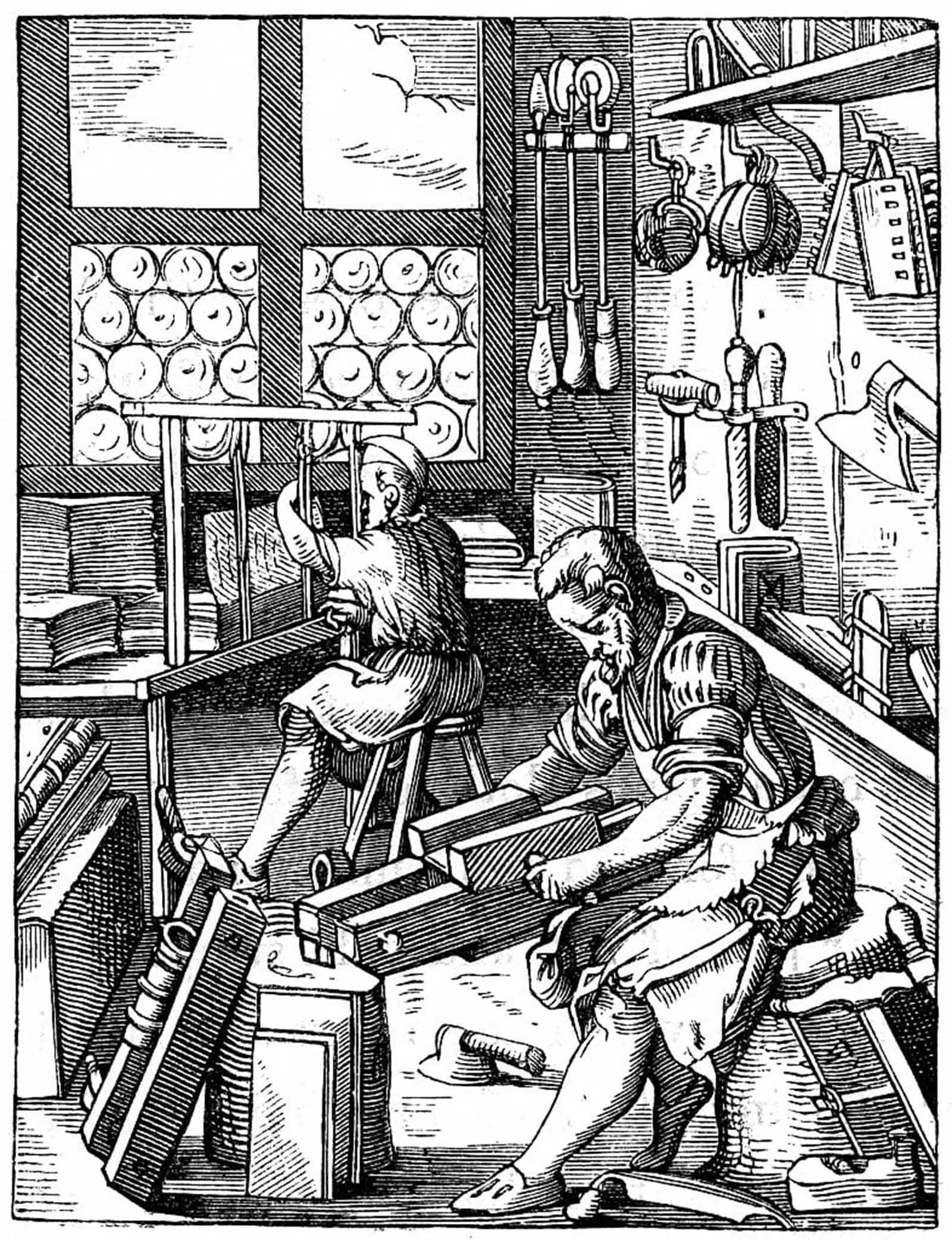ARTXLXXBN Famous Prints Artwork Pictures Poster Painting Art Bookbinders by Jost Amman Artwork Landscape Pictures for Home Decor 60x90cm