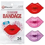BioSwiss Bandages, Lips Shaped Self Adhesive Bandage Set, Latex Free, Sterile Wound Care, 24 Count