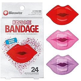 BioSwiss Bandages, Lips Shaped Self Adhesive Bandage Set, Latex Free, Sterile Wound Care, 24 Count