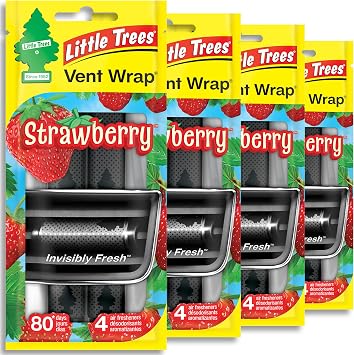 LITTLE TREES Car Air Freshener | Vent Wrap Provides Long Lasting Scent, Invisibly Fresh | 16 Air Fresheners | Strawberry