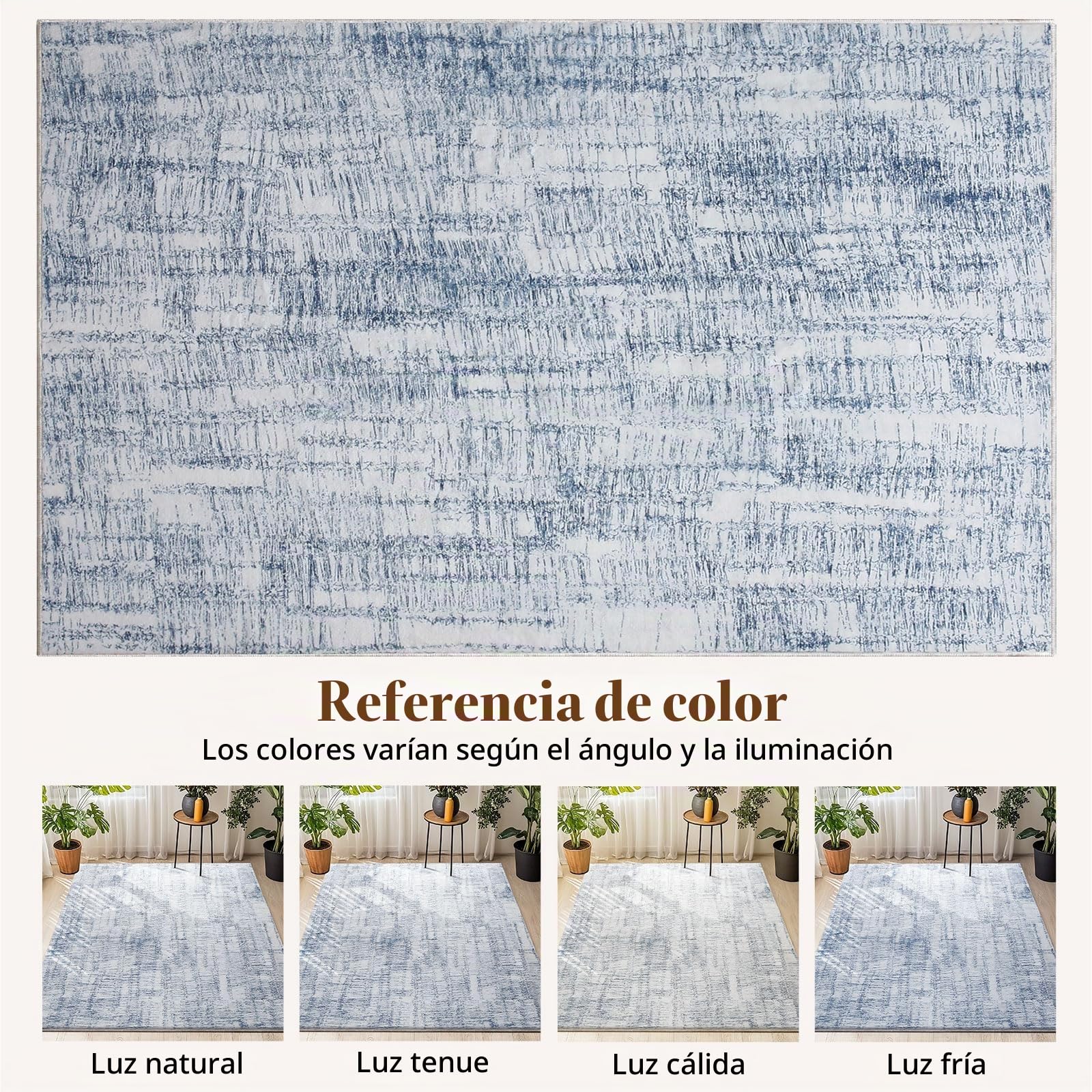 Alfombra Salon Lavable Pelo Corto Alfombras de Habitacion Antideslizante Suave Alfombras Salon Modernas Grande para Dormitorio (Azul Claro/Multi, 250 x 300 cm)