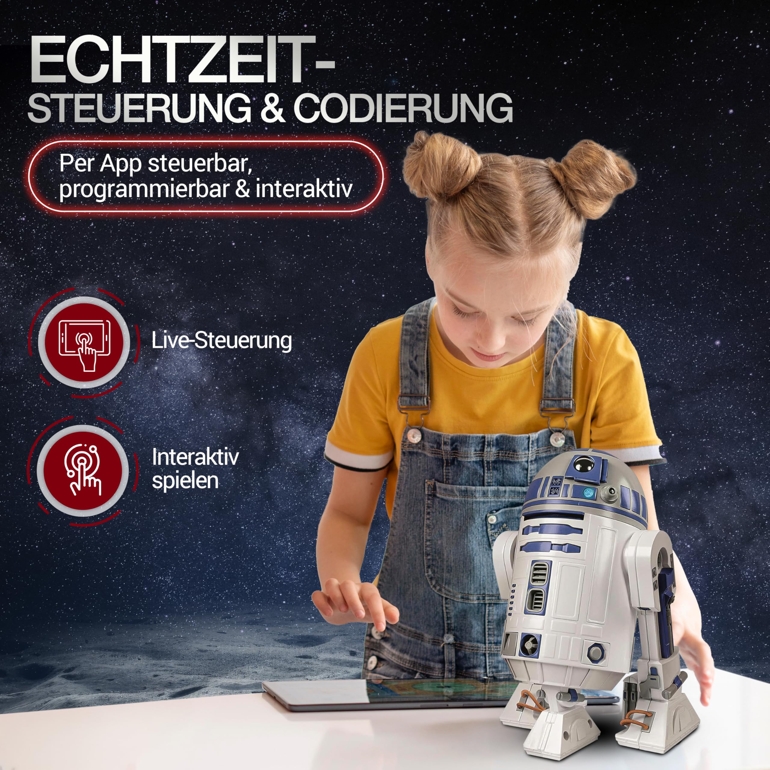 Star Wars R2-D2 Roboter - Bausatz mit über 50 Teilen für Kinder ab 8 Jahren | Inkl. App zur Programmierung - Lernspielzeug mit MINT-Ansatz - 59457 von Clementoni