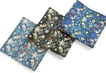 Liberty London Pocket Square/Handkerchief - William Morris Strawberry Thief - Soft, silky, luxurious, vibrant Tana Lawn Cotton