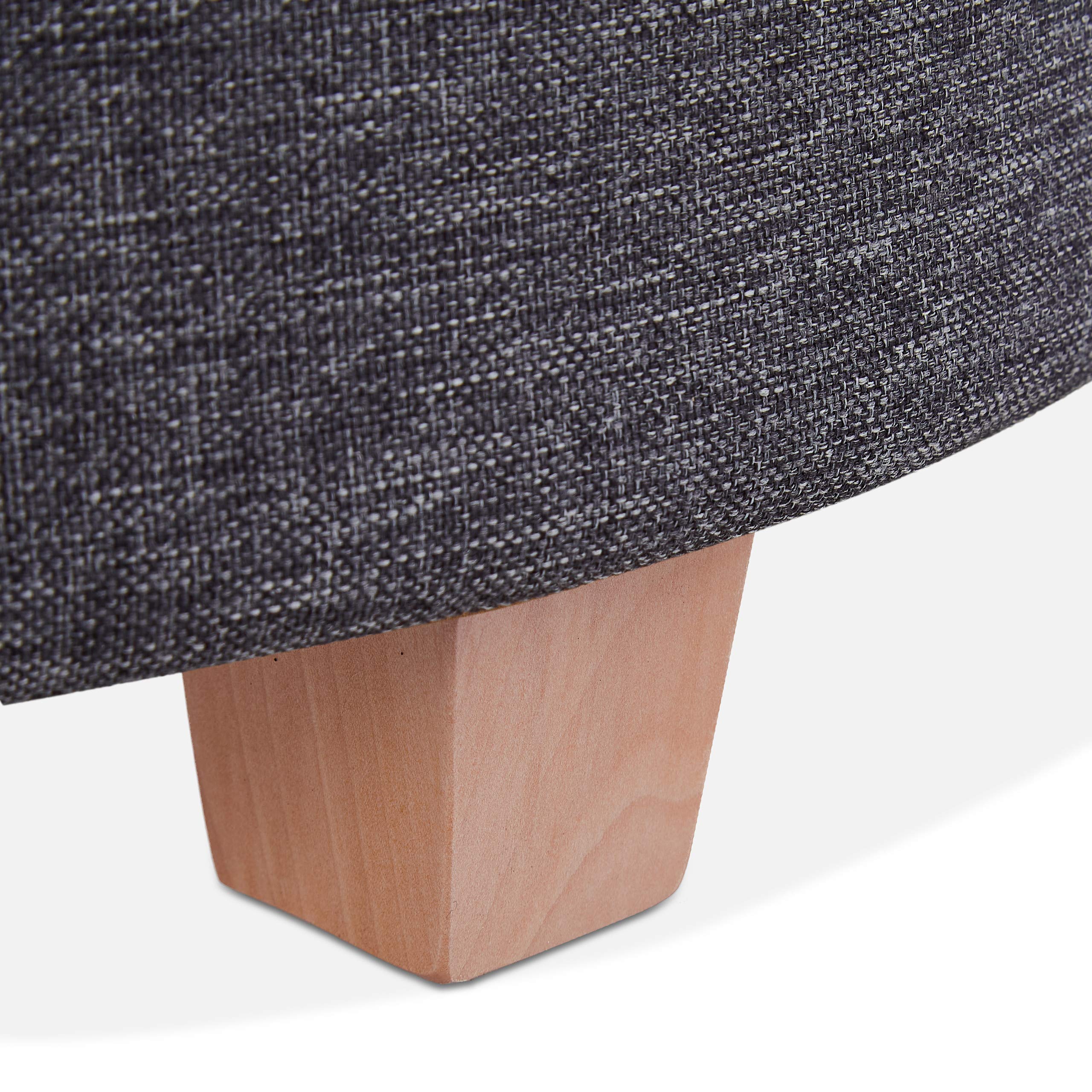 Relaxdays Pouf Contenitore Rotondo, Sgabello Imbottito, Poggiapiedi Salotto, Effetto Lino, HxD: 41 x 44 cm, Grigio Scuro