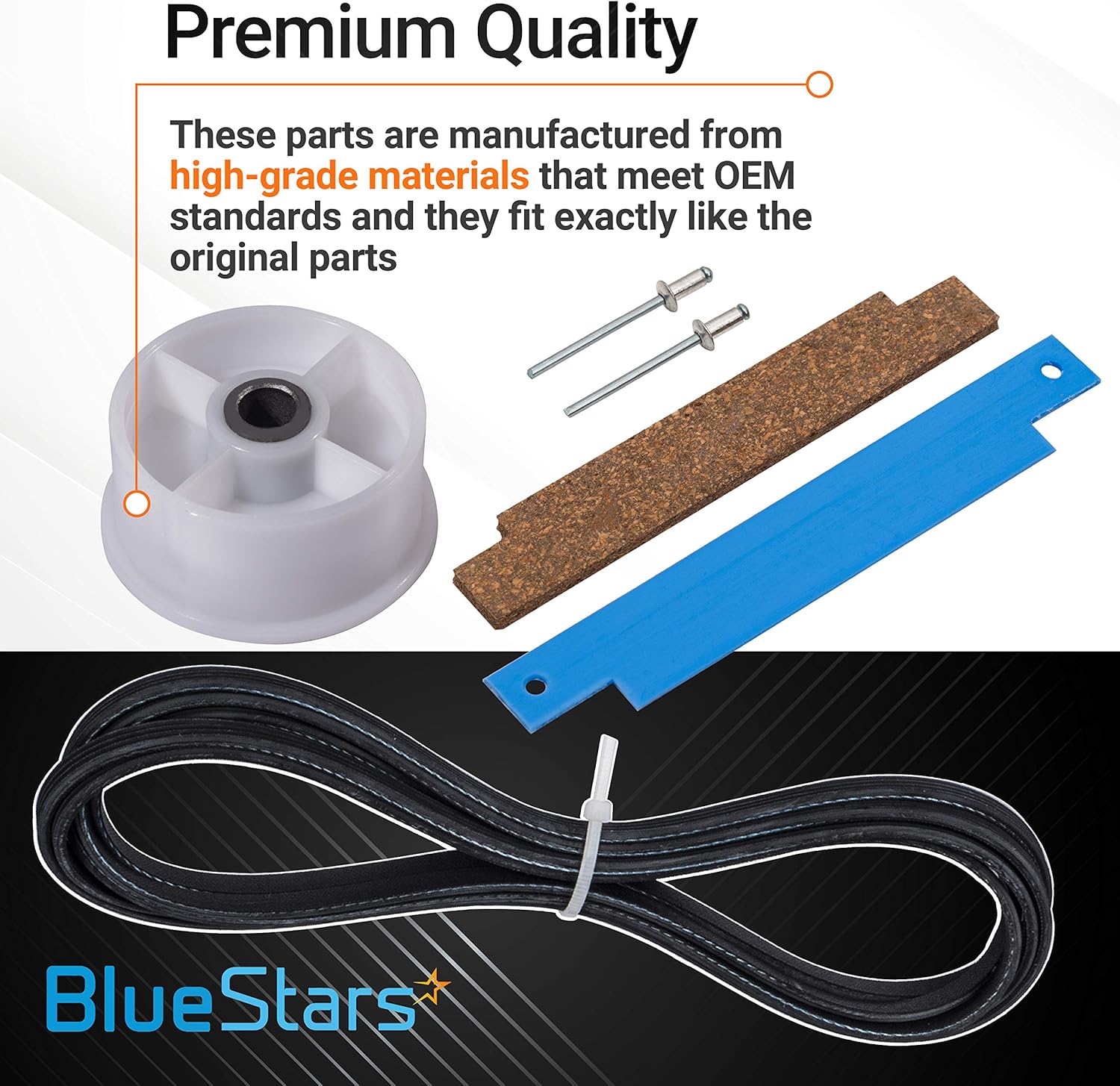 BlueStars 12001541 303373 Dryer Roller Kit, 306508 Drum Bearing Kit, WP6-3700340 Idler Pulley & WP33002535 Drum Belt – Fit for Crosley Jenn-Air Maytag Neptune 3000 Series MDE6000AYW MDE5500AYW