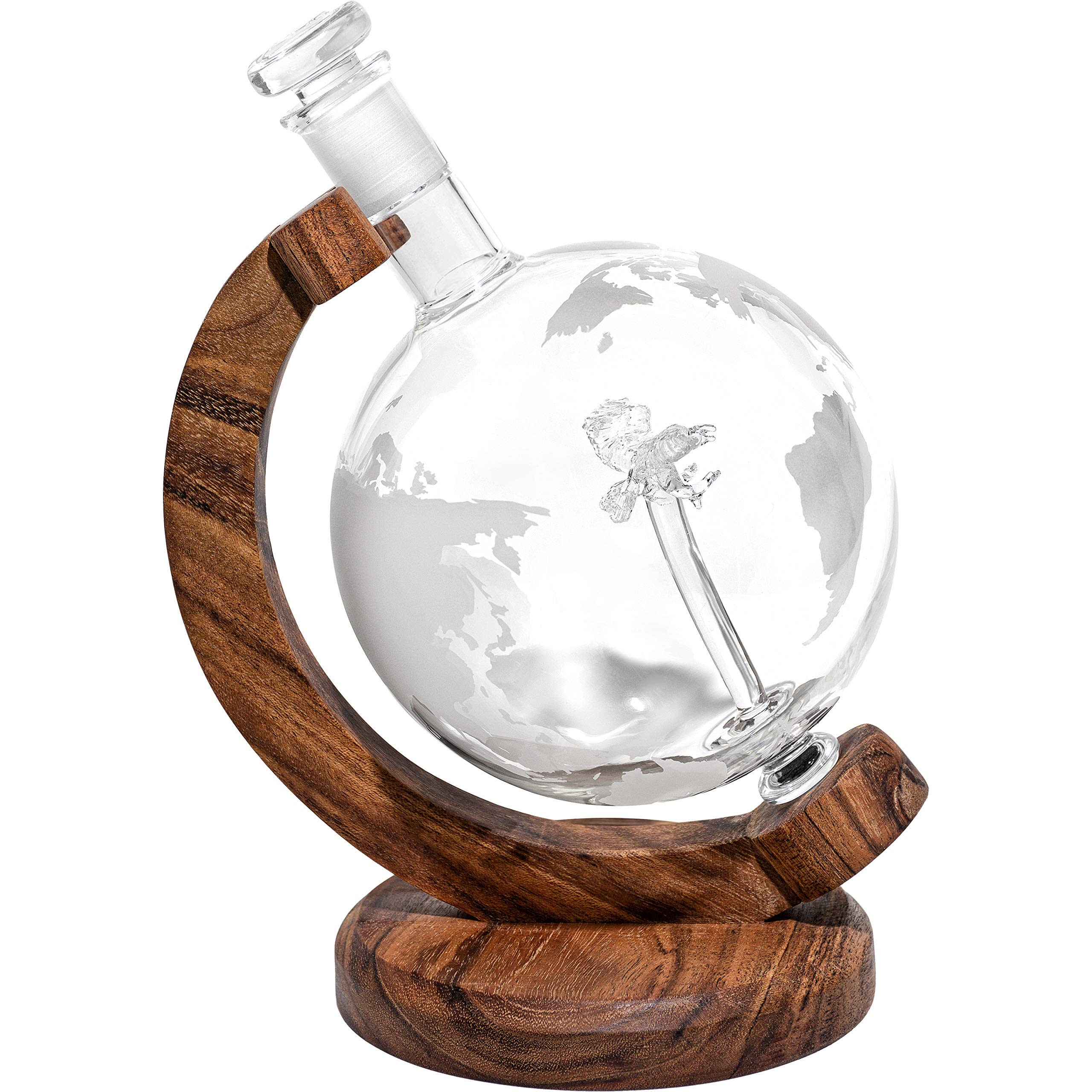 American Pride Eagle Etched Globe Whiskey Decanter - Patriot Gifts w/Glass Eagle Inside - Unique Personalized Gift, Gift for Promotion, Retirement, or Other Milestone - Patriot USA Gift