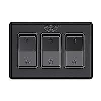 Vista 6 de Leisure LED Moderno interruptor de encendido y apagado triple SPST con bisel, 12 voltios, para RV, remolque, cámper, con etiqueta adhesiva (negro)