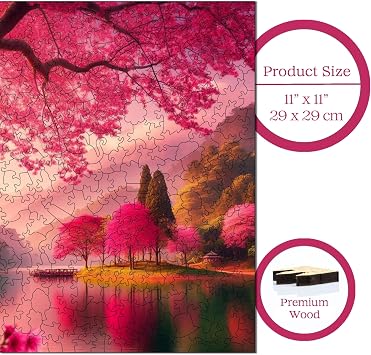 Ahşap Puzzle Yetişkin - Sakura Huzuru - 353 Parça, 29 x 29 cm - Yapıştırıcı Folyo Dahil - Benzersiz Şekilli Parçalar & Özel Figürler - S1-25