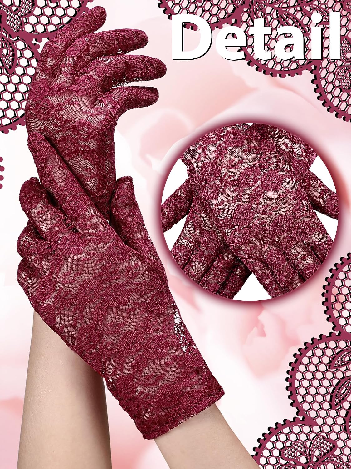 Geyoga 6 Pairs Women Lace Gloves Wedding Tea Party Gloves image 5