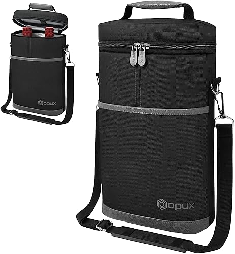 Miniatura 62 de Bolsa para transportar botellas de vino de 2 y 3 botellas. negro