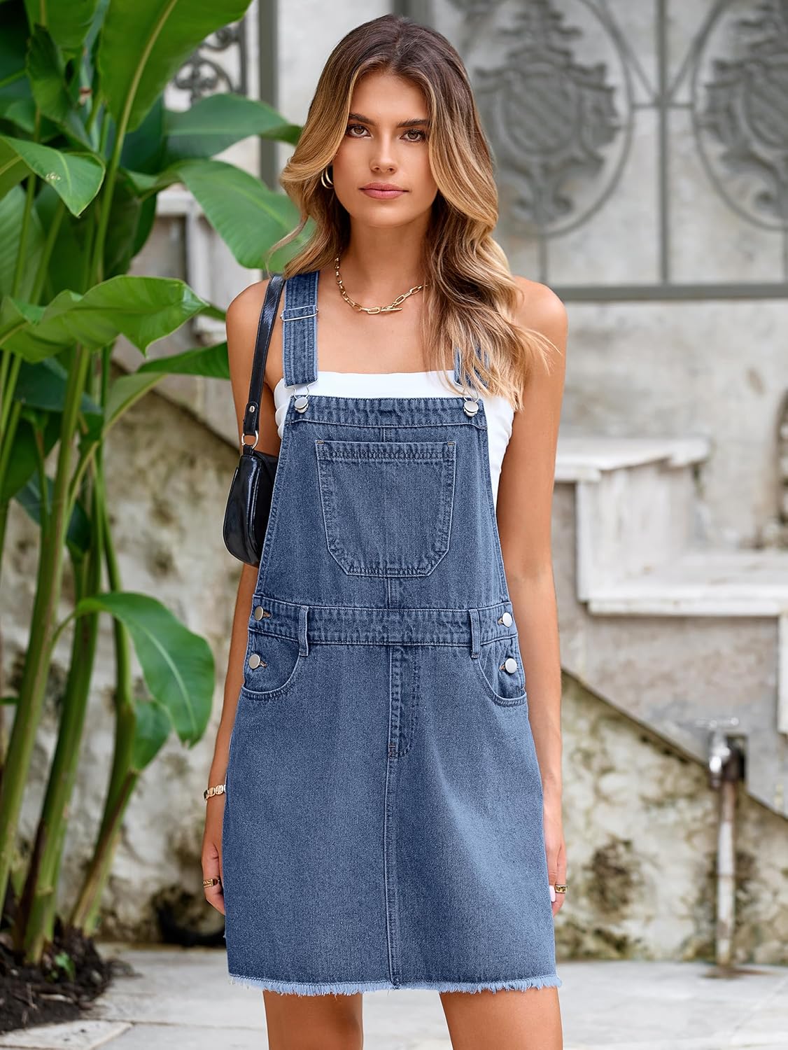 Glamaker Womens Denim Overalls Dress - Casual Summer Loose Romper Sleeveless Adjustable Straps Jumper Jean Mini Dresses 2025 - Image 3