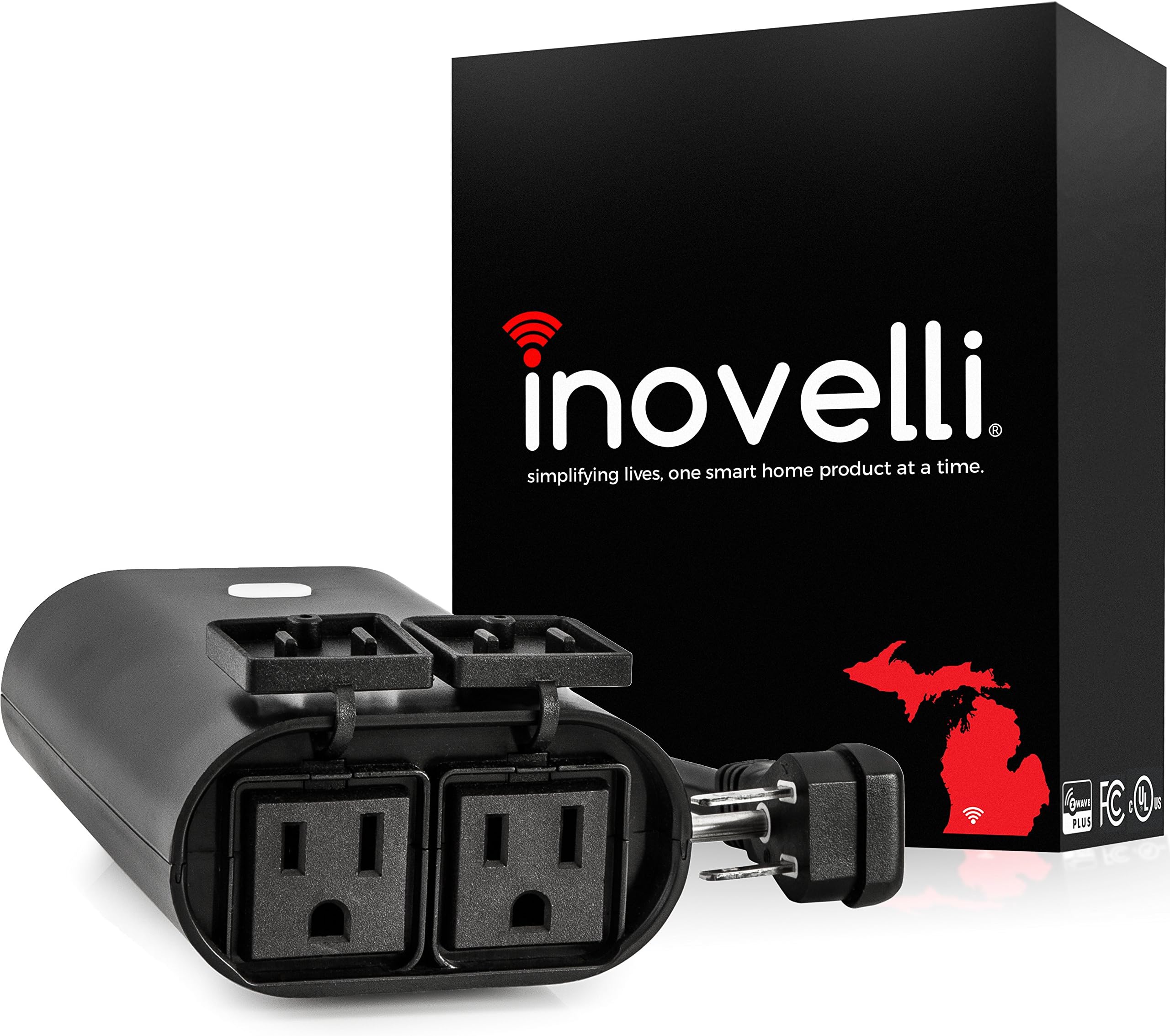 Dual Outdoor Z-Wave Plug w/Built-In Repeater | Control 2 Outlets Individually w/1 Module | Zwave Switch (Appliance & Light) w/a Z-Wave Range Extender | SmartThings, Wink Compatible | Inovelli