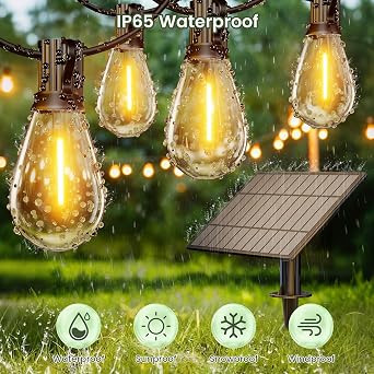 Outdoor String Lights, 100FT Patio Lights with 42 Shatterproof S11 Bulbs (2 Spare), IP65 Waterproof & Connectable, 2200K Warm White LED Hanging Lights for Cafe, Garden, Porch, Party Decor