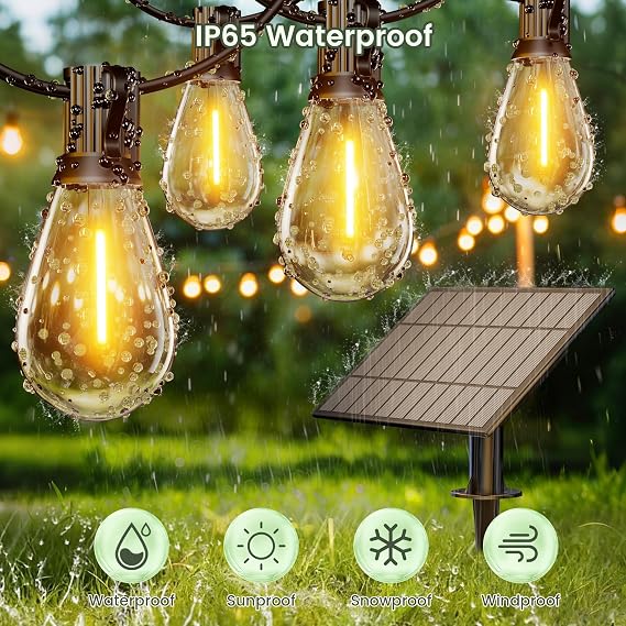 Outdoor String Lights, 100FT Patio Lights with 42 Shatterproof S11 Bulbs (2 Spare), IP65 Waterproof & Connectable, 2200K Warm White LED Hanging Lights for Cafe, Garden, Porch, Party Decor