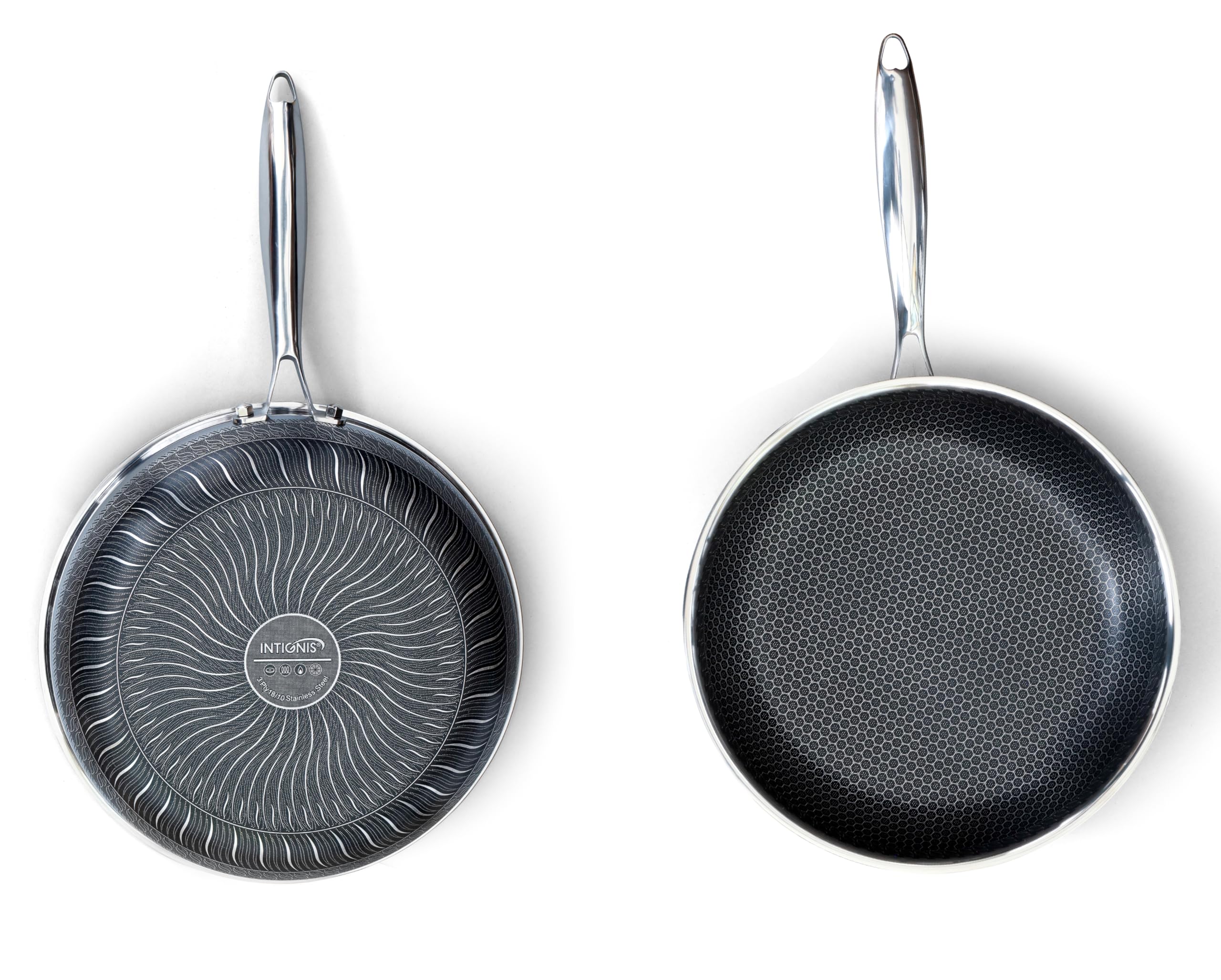 INTIGNIS Padella con coperchio per forno – antigraffio incisa al laser antiaderente, Home Essentials, per saltare, arrostire, arrostire, grigliare, padella in alluminio inox 28 cm