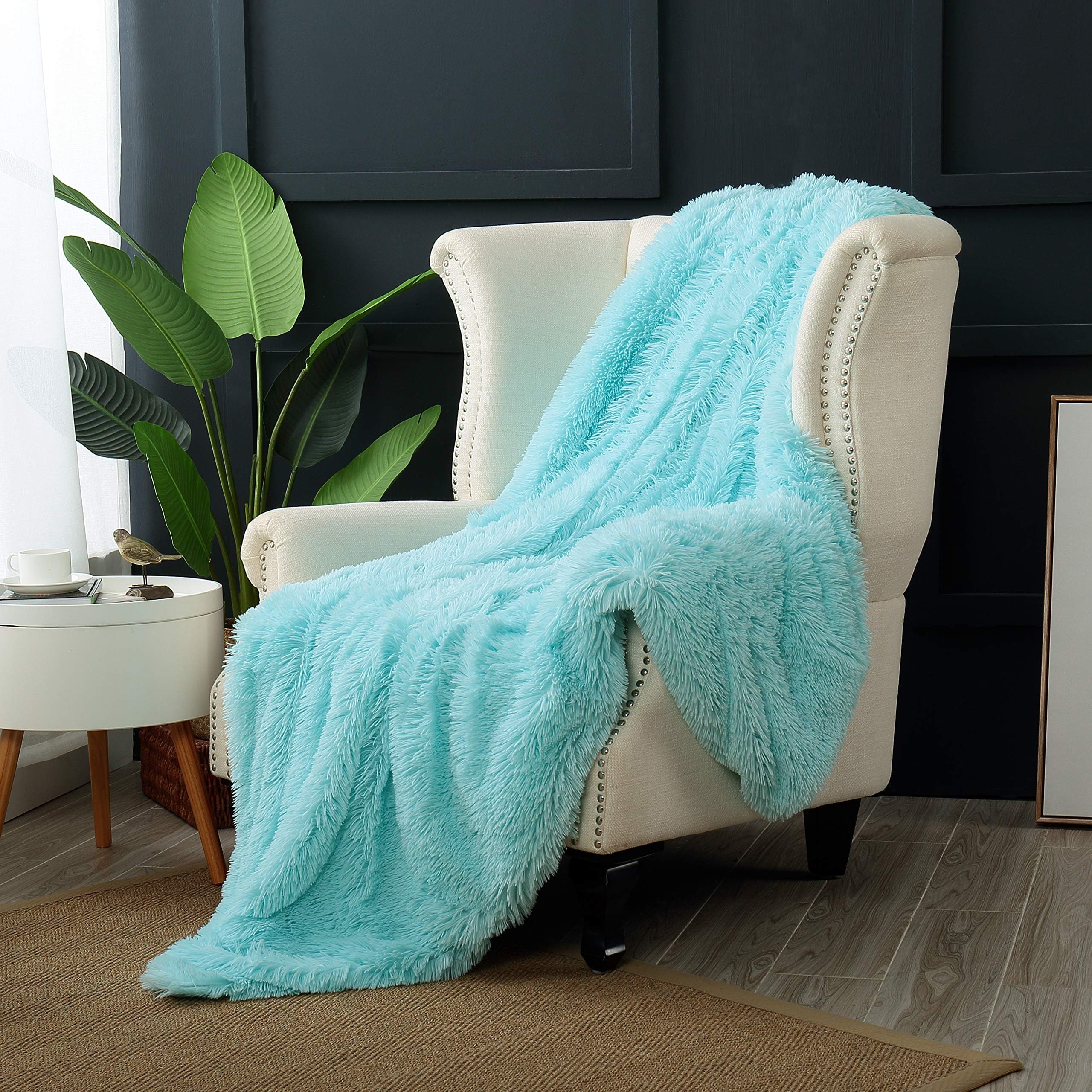 ReafortLuxury Long Hair Products (Aqua, 60"X70" Throw)