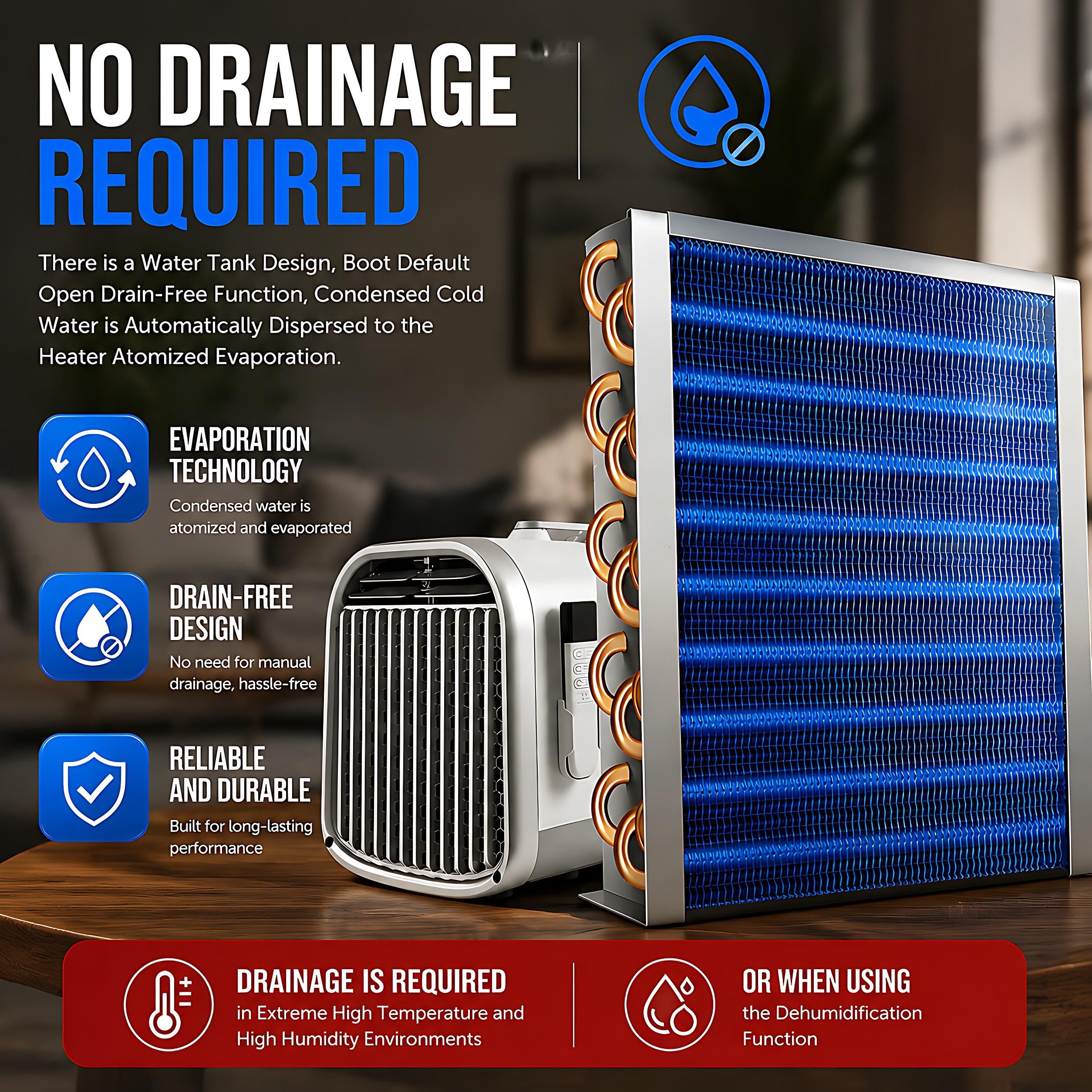 Klimatyzator do kampera, przenośny klimatyzator kempingowy AC 5100 BTU 110/220 V 400 W niskie zużycie energii 4 w 1, ciche automatyczne odparowywanie, timer 12 h, pilot zdalnego sterowania