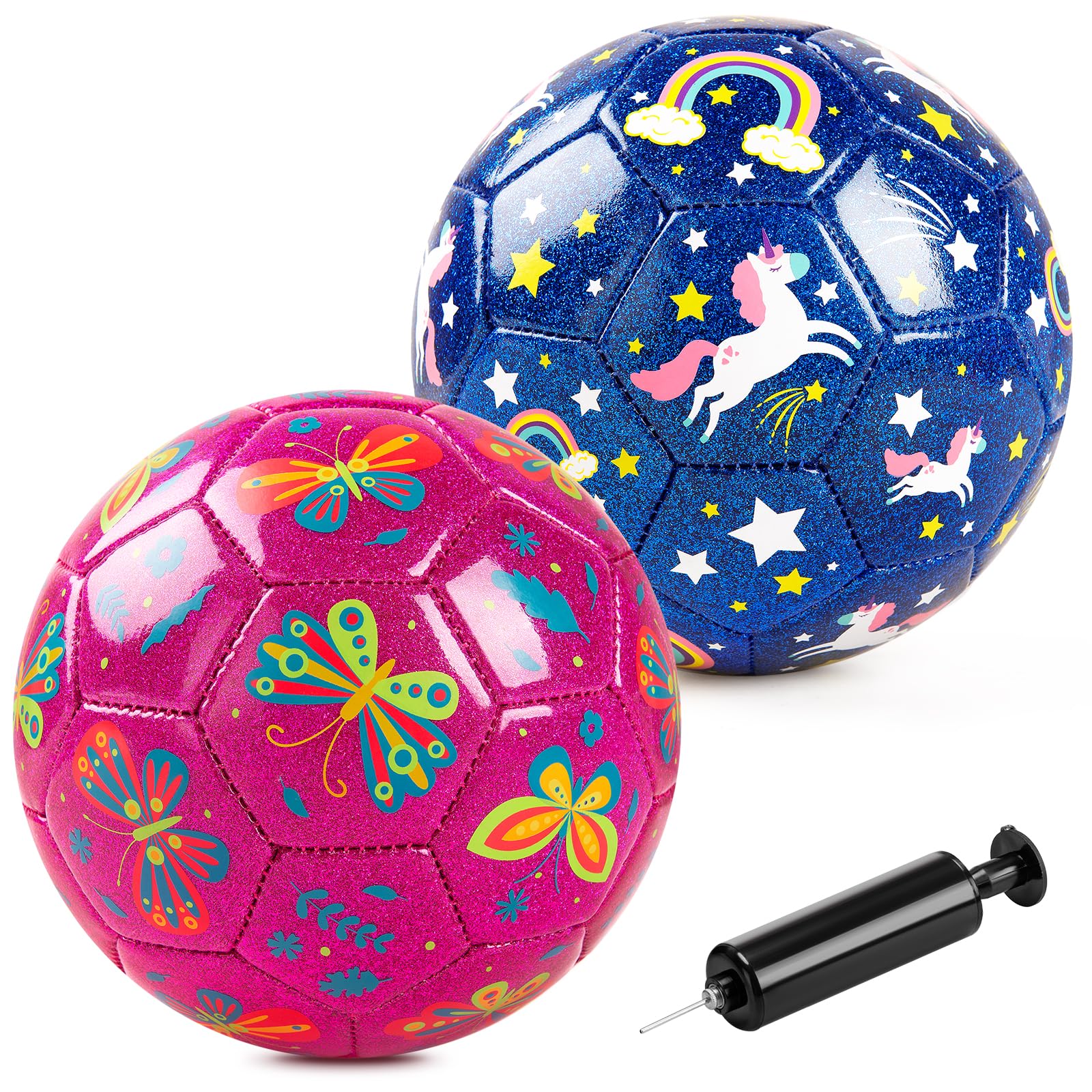 Vastoy Size 2 Toddler Football for 1-6 Year Olds, Kids Football with Unicorn & Schmetterling Patterns, Kids Soccer Ball