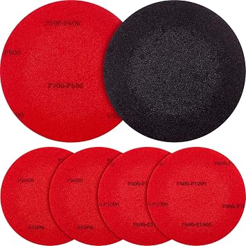 Maitys 6 Pcs Bowling Ball Sanding Pads Kit, 500, 1000, 2000 Grit, Red