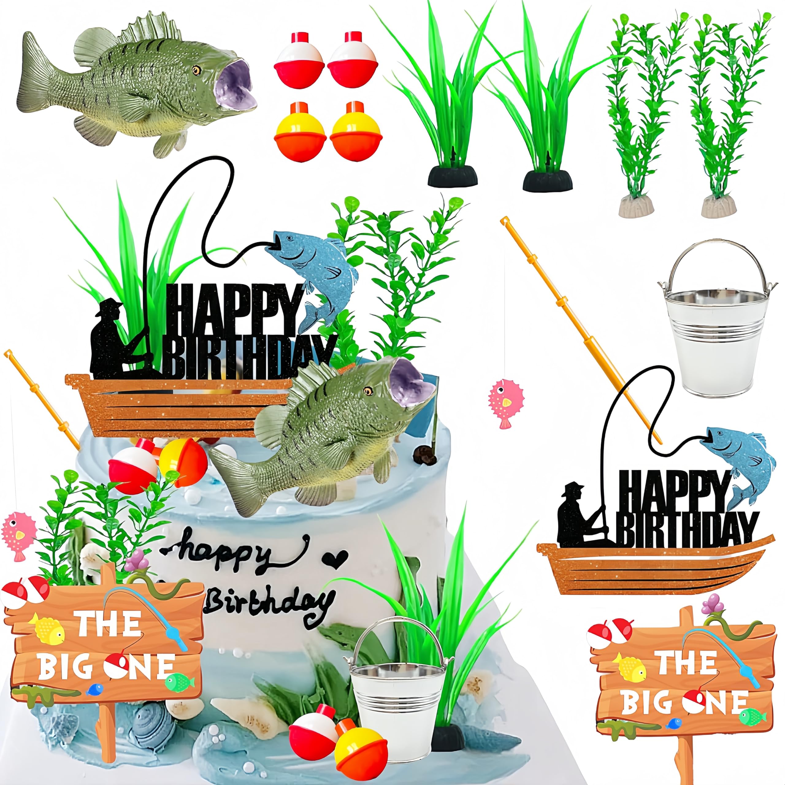 Fishing Cake Topper Fishing Birthday Party Decorations Retirement Cake Topper And Retirement Party Supplies
