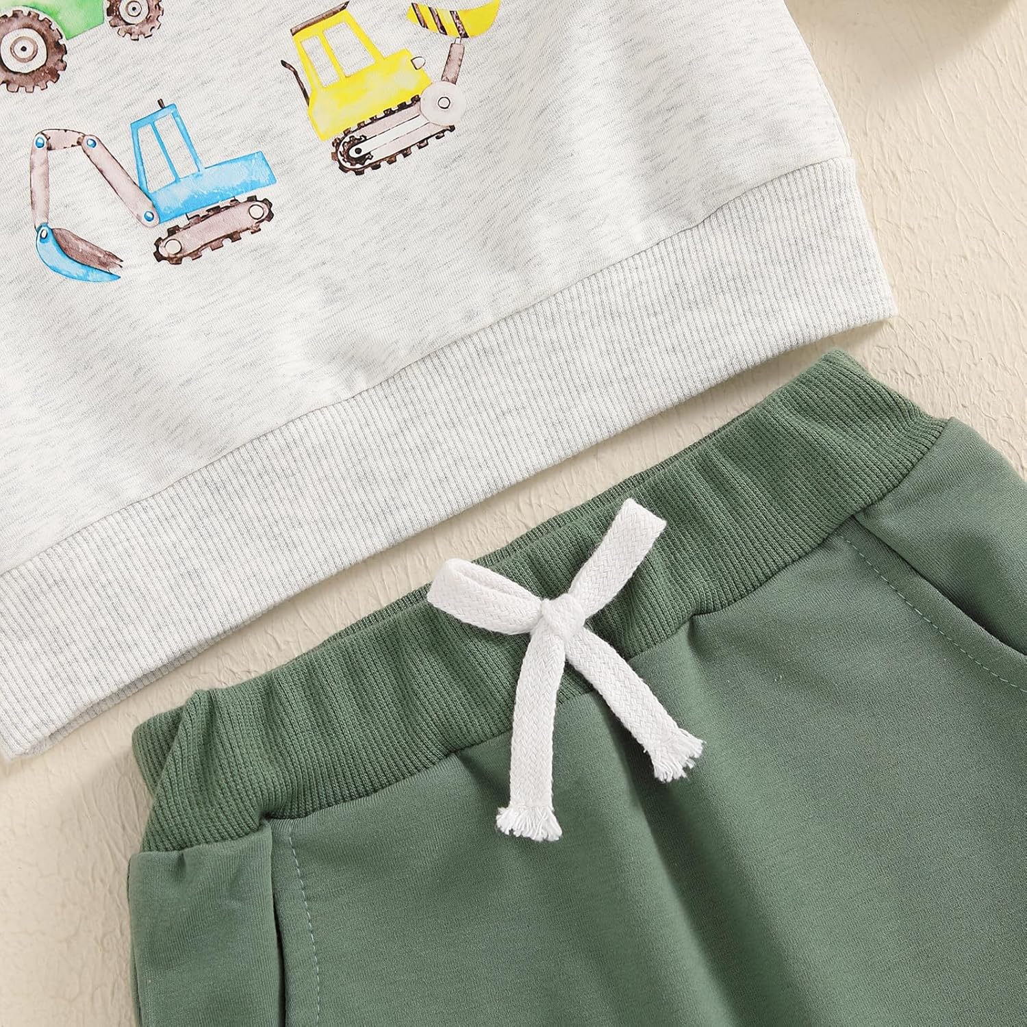 Pudcoco Toddler Baby Boy Fall Winter Clothes Construction Truck Excavator Sweatshirt Jogger Pants Outfit Set