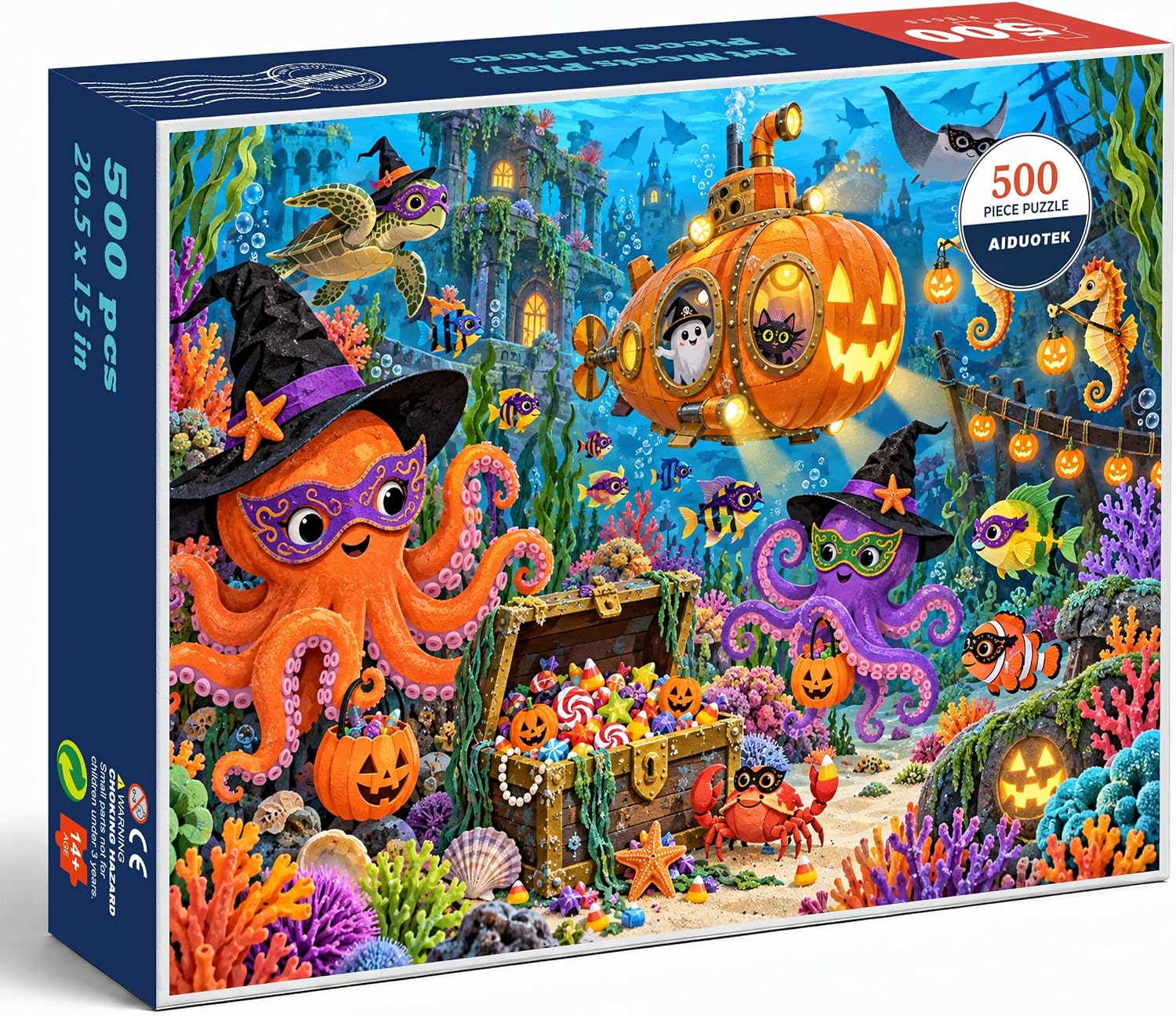 Amazon.com: AIDUOTEK Halloween Puzzles for Adults 500 Pieces, Pumpkin ...