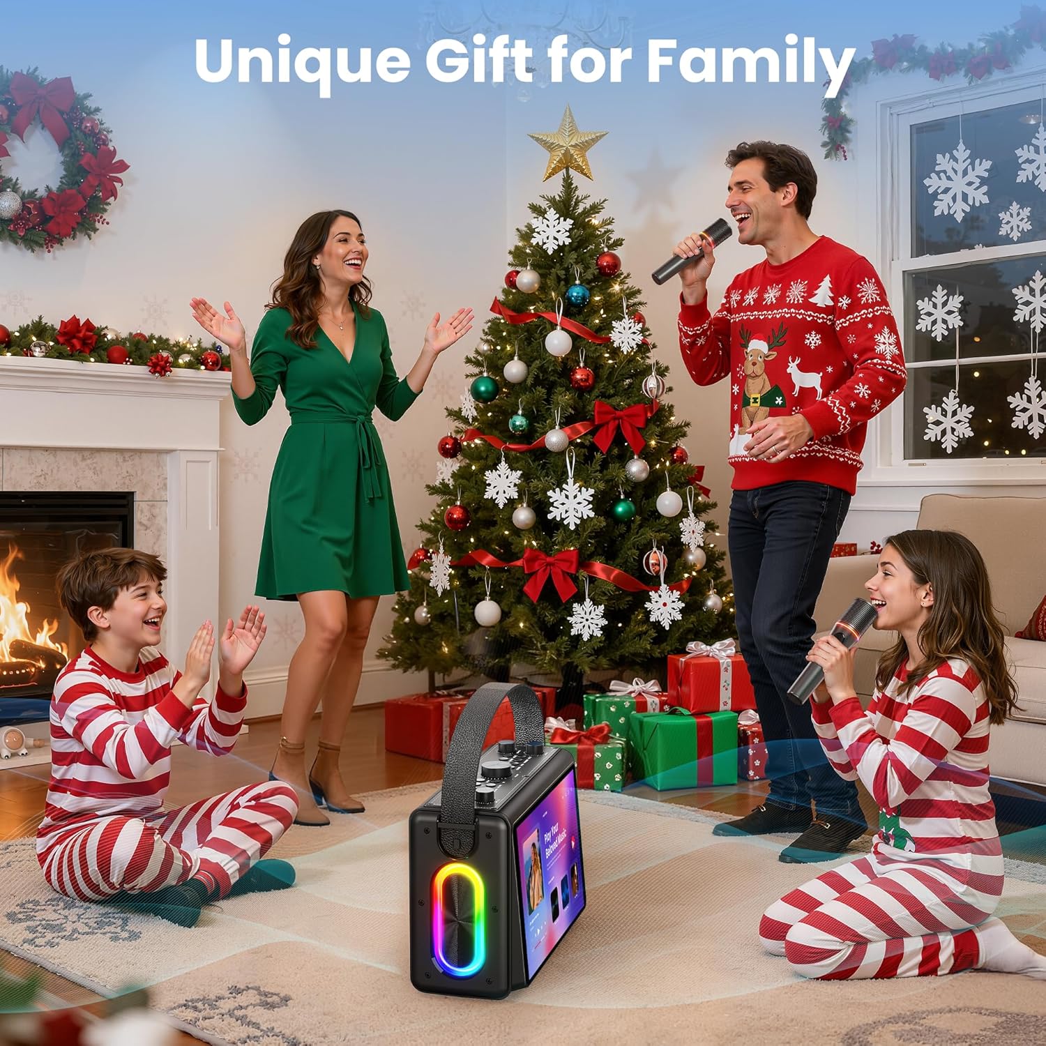 Karaoke Machine for Adults, Built-in 10.1" HD Lyrics Screen, Supports WiFi Bluetooth HDMI USB and TF, Portable Karaoke Player with 2 Wireless Microphones for Home Party Family Gathering - Image 4