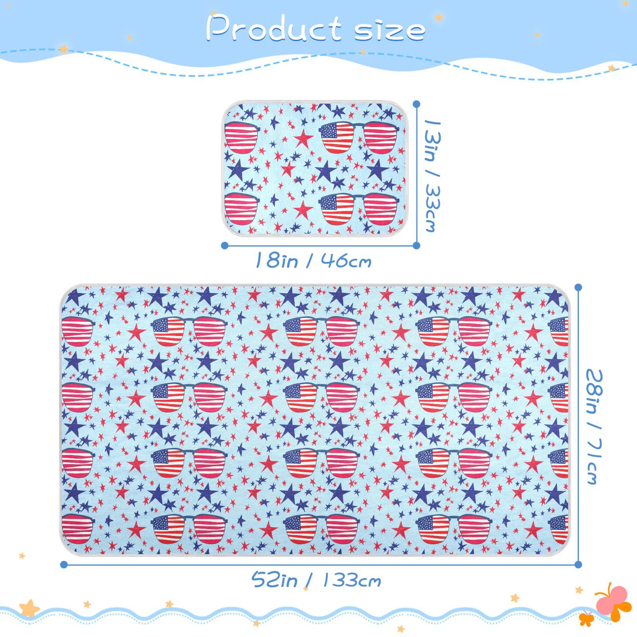 Takiito Sunglasses American Flag Baby Cooling Mattress Pad, Soft & Breathable Cooling Mat Keep Baby Cool in Summer 28x52 in, Nursery Essential