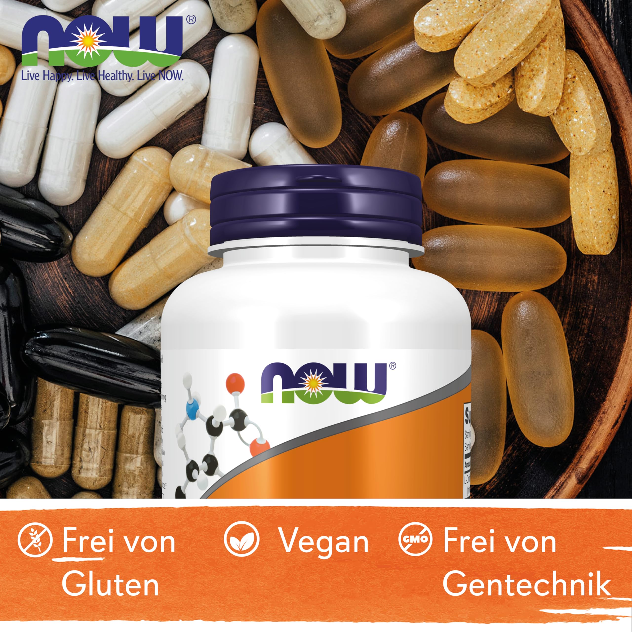 Now Foods, L-Ornithin, 500 mg, 120 vegane Kapseln, Laborgeprüft, Aminosäure, Glutenfrei, Sojafrei, Vegetarisch