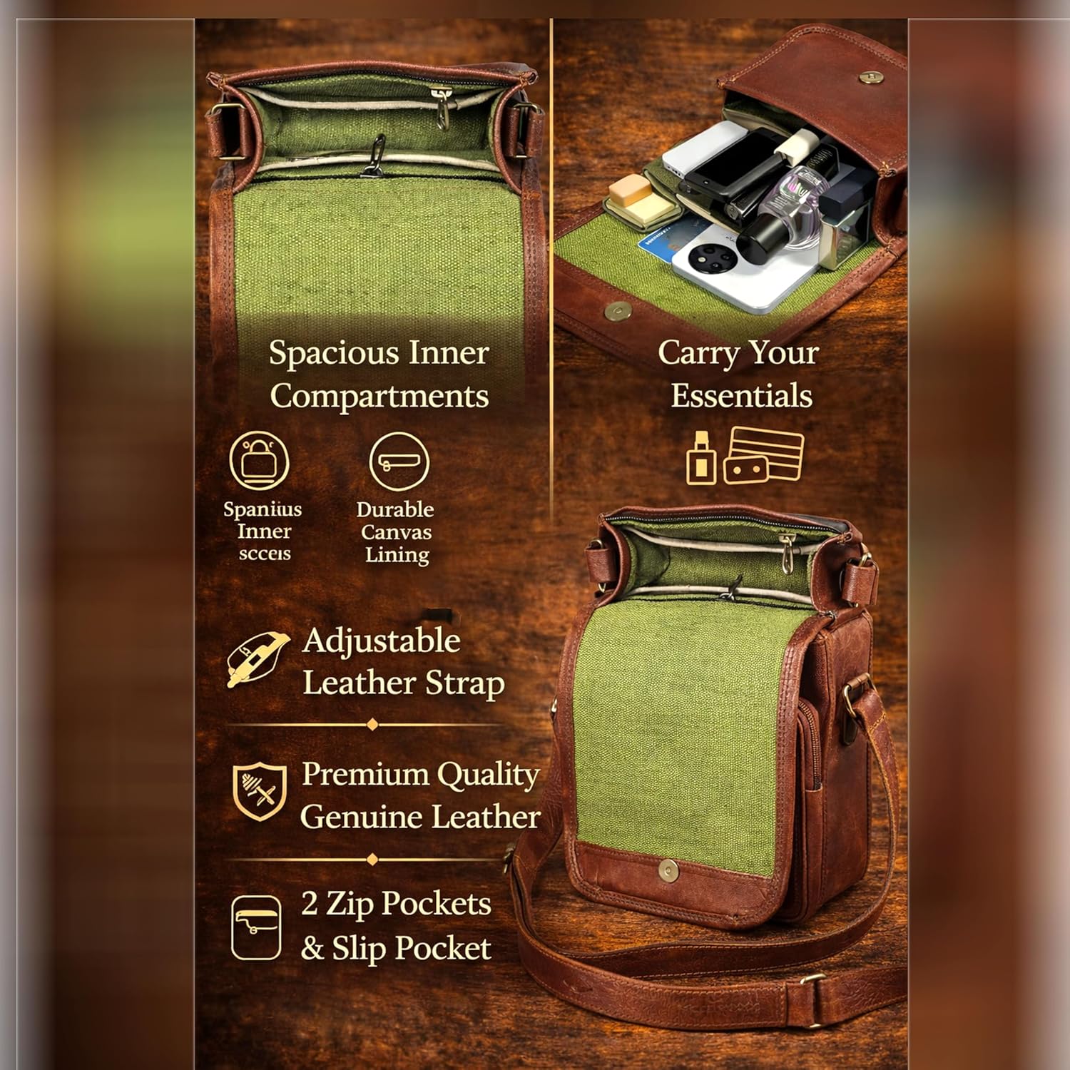 cuero 7 inch Small Handmade Crossbody Shoulder Genuine Leather iPad/Tablet Vintage Messenger Bag For 6.5 inch iPad Pro for Women Men