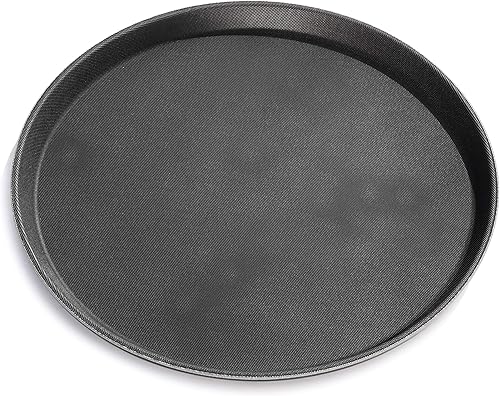 Miniatura 3 de New Star Foodservice Bandeja antideslizante, plástico, forro de goma, redonda (negro, 14 pulgadas)