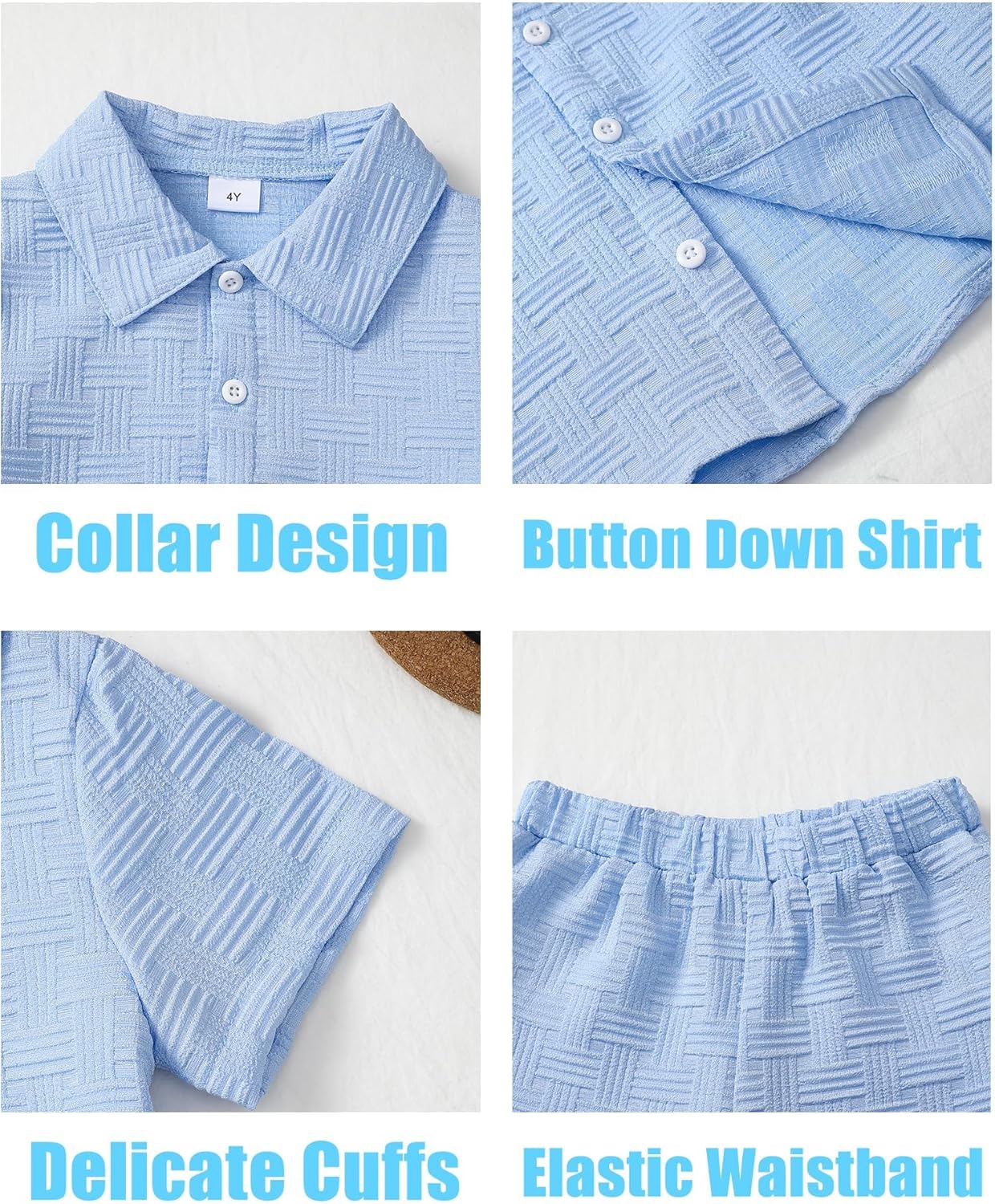 Toddler Boy Clothes Little Kids Summer Outfits Short Sleeve Button Down Shirt Top Shorts Set 2PCS Boy's Clothing - Image 4
