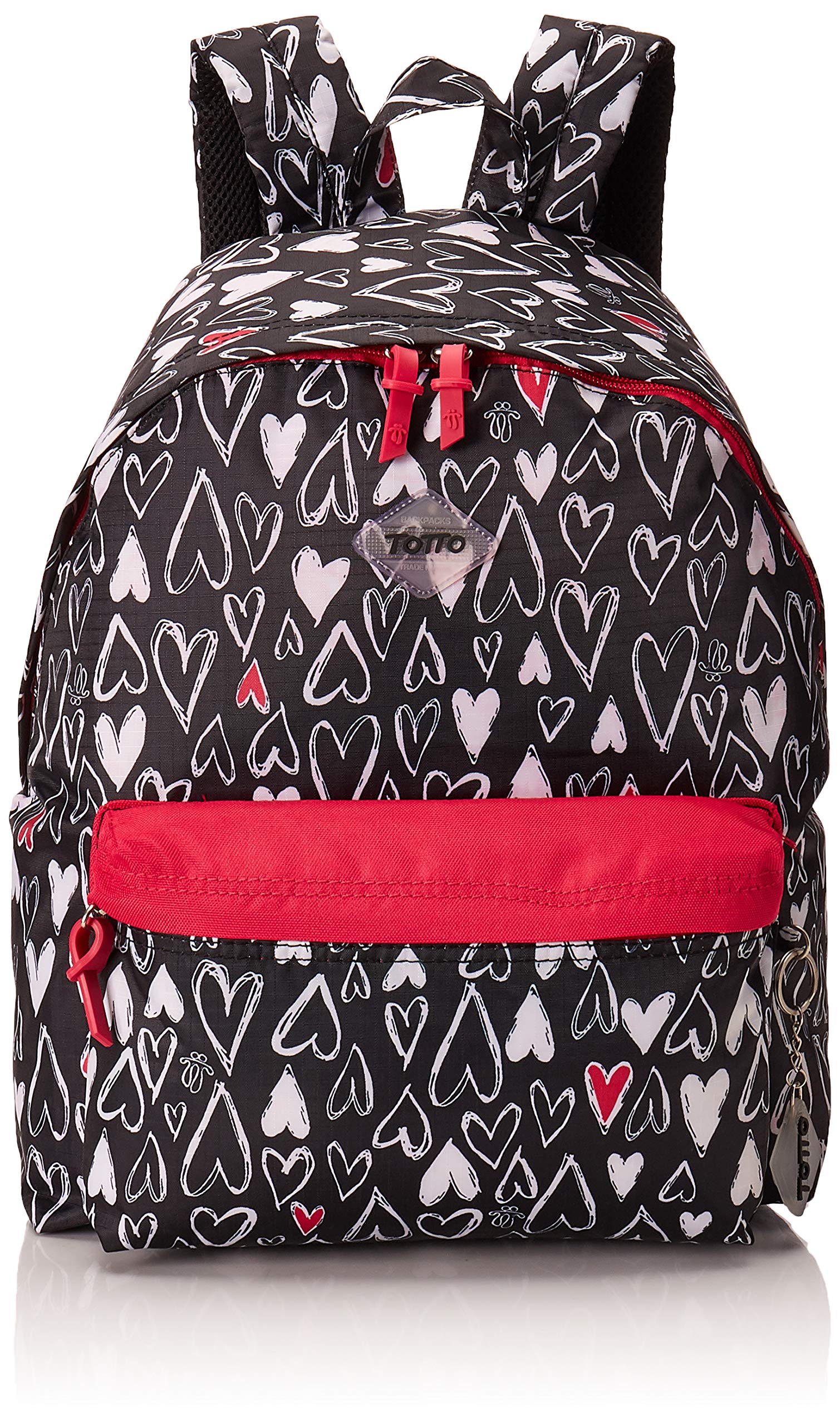 TOTTO Mochila Juvenil, Modelo Antique, Mochila para Ordenador Portátil 14 Pulgadas, Capacidad 17 litros, 1 Compartimento Principal y 1 Bolsillo Delantero, Estampado Negro