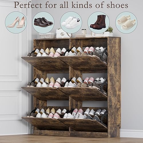 Miniatura 158 de Armario de almacenamiento de zapatos con 3 cajones abatibles, armario estrecho para zapatos, organizador independiente de almacenamiento para Negro